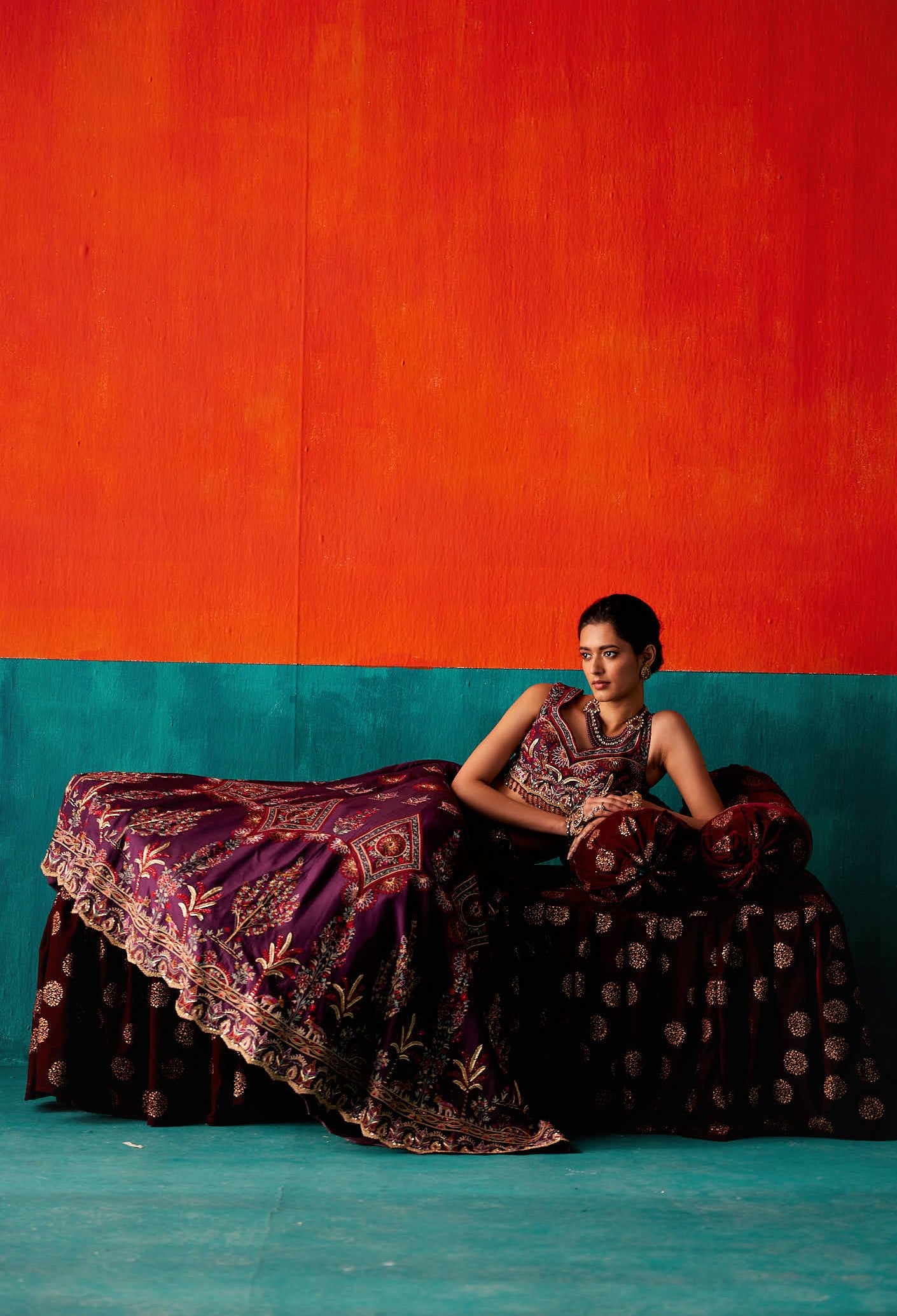 Dark purple Lehenga Set