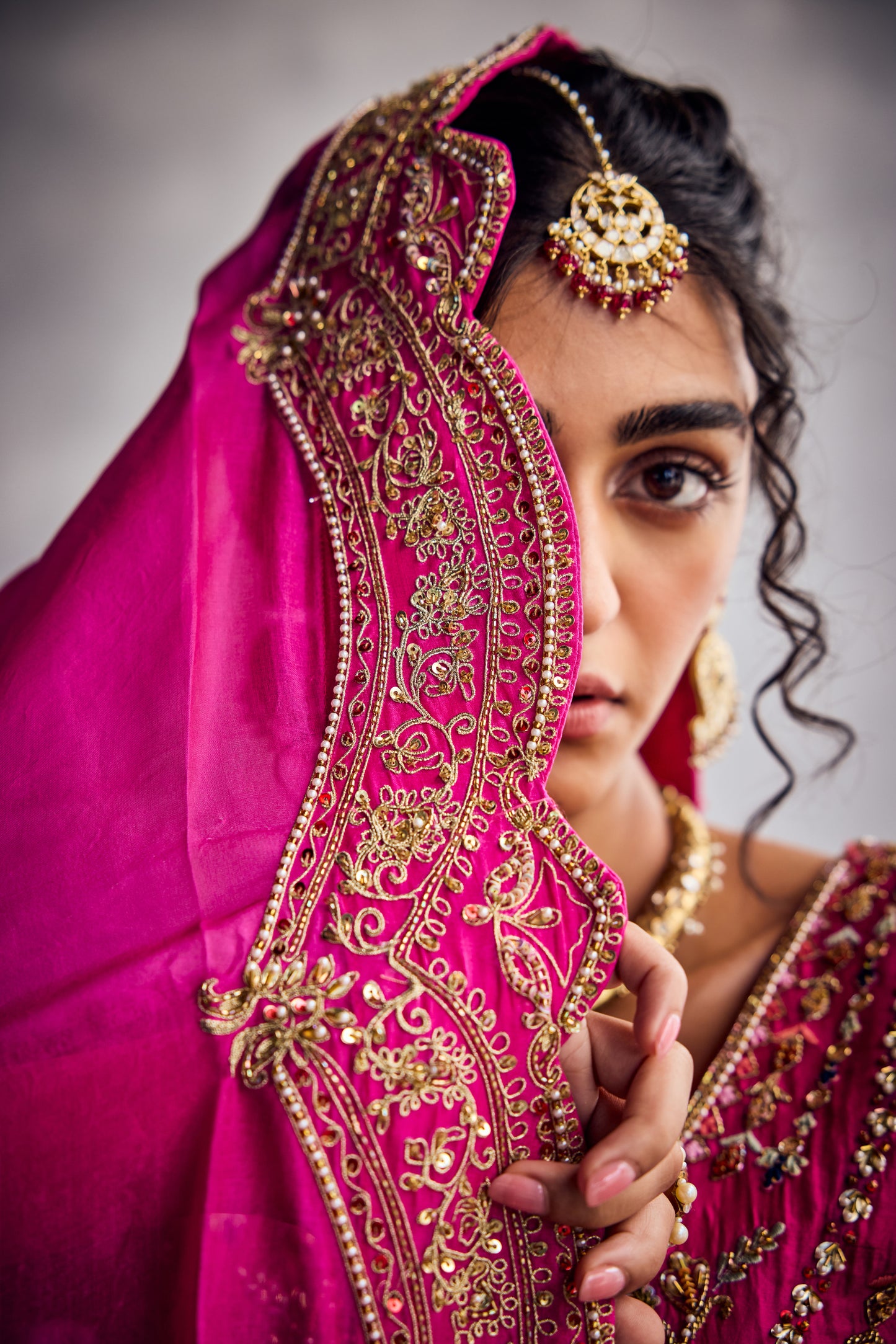 FUCHSIA GOLD LEHENGA SET