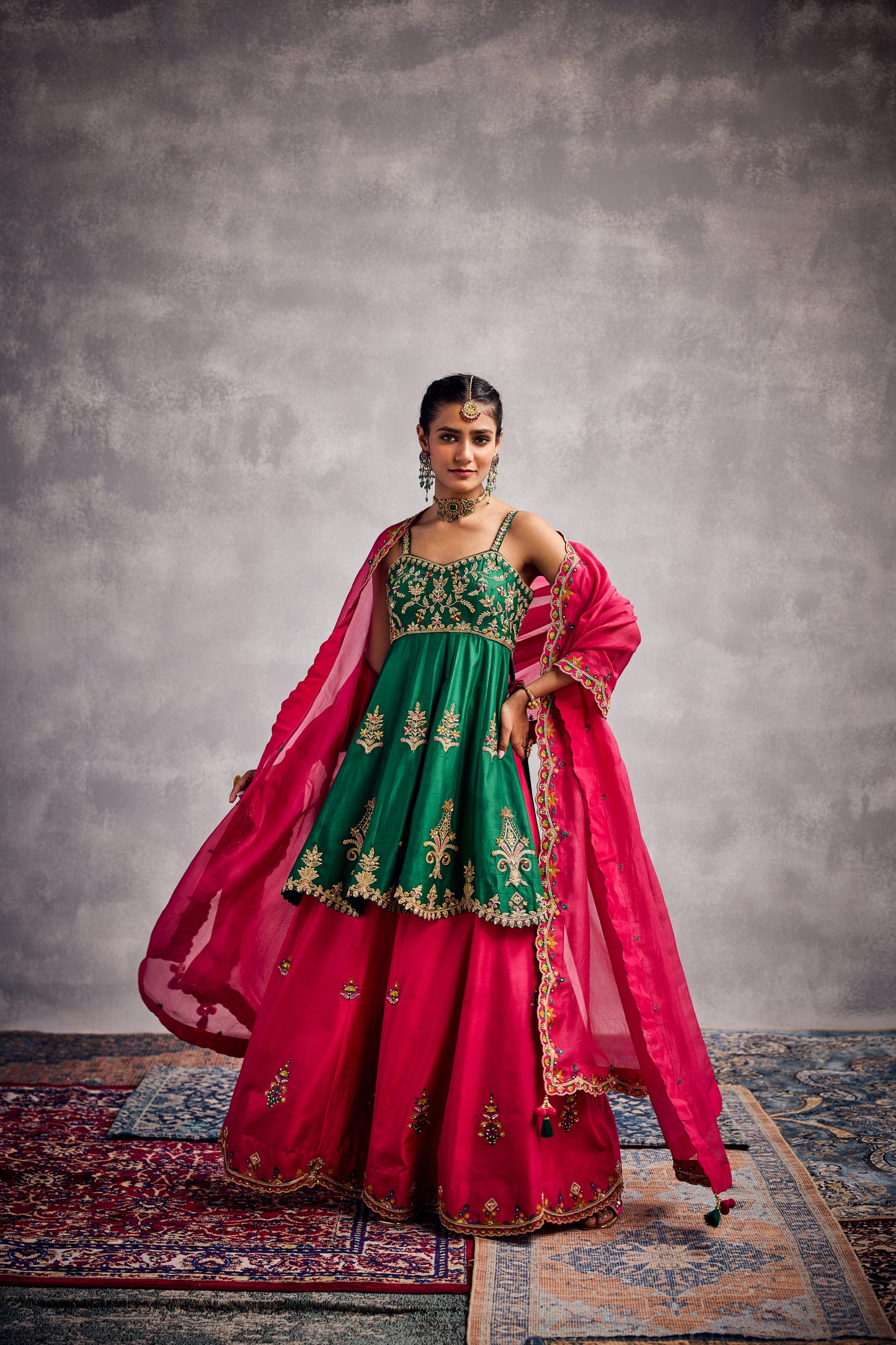 AMAZON GREEN SHARARA SET