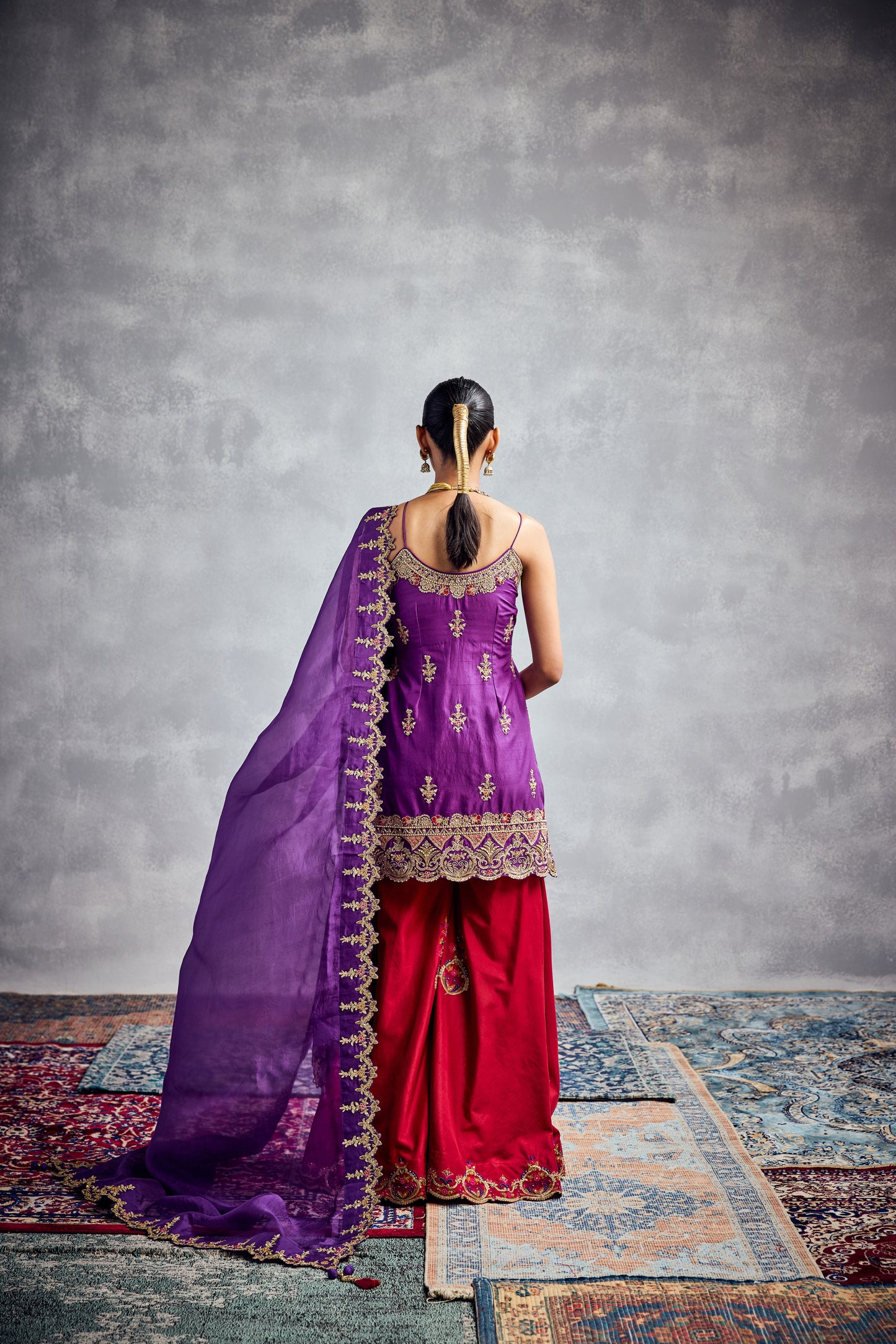 PURPLE & RED SHARARA SET