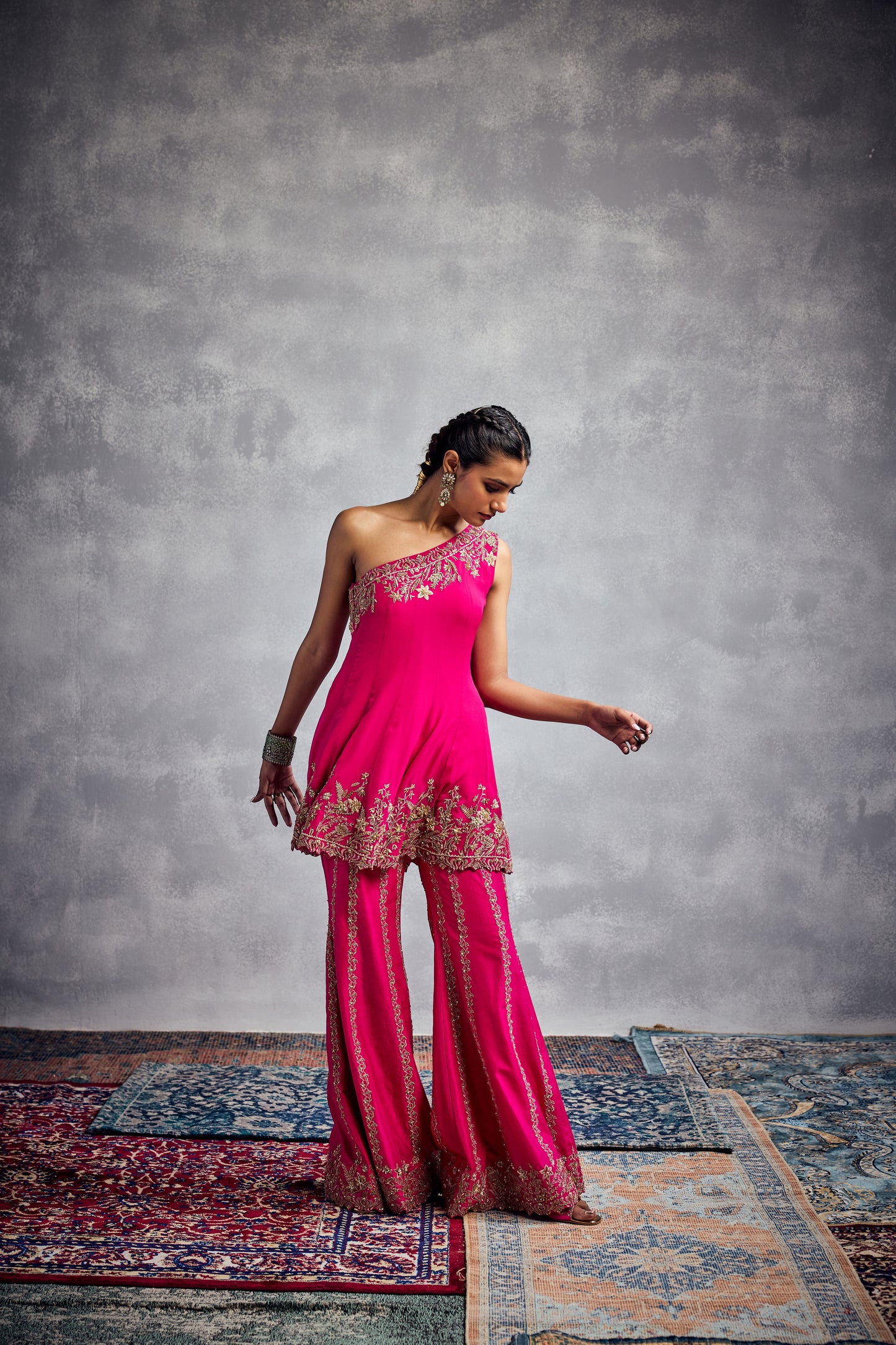 FUSCHIA TOP SHARARA SET