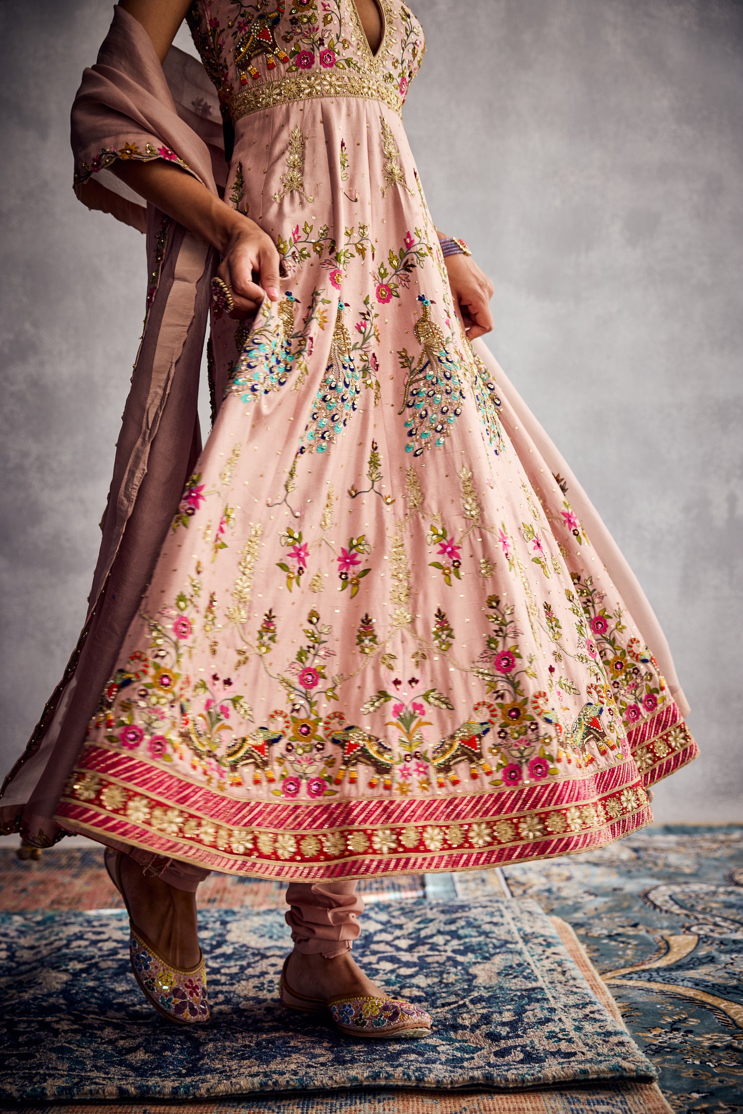 PEACH BEIGE ANARKALI SET
