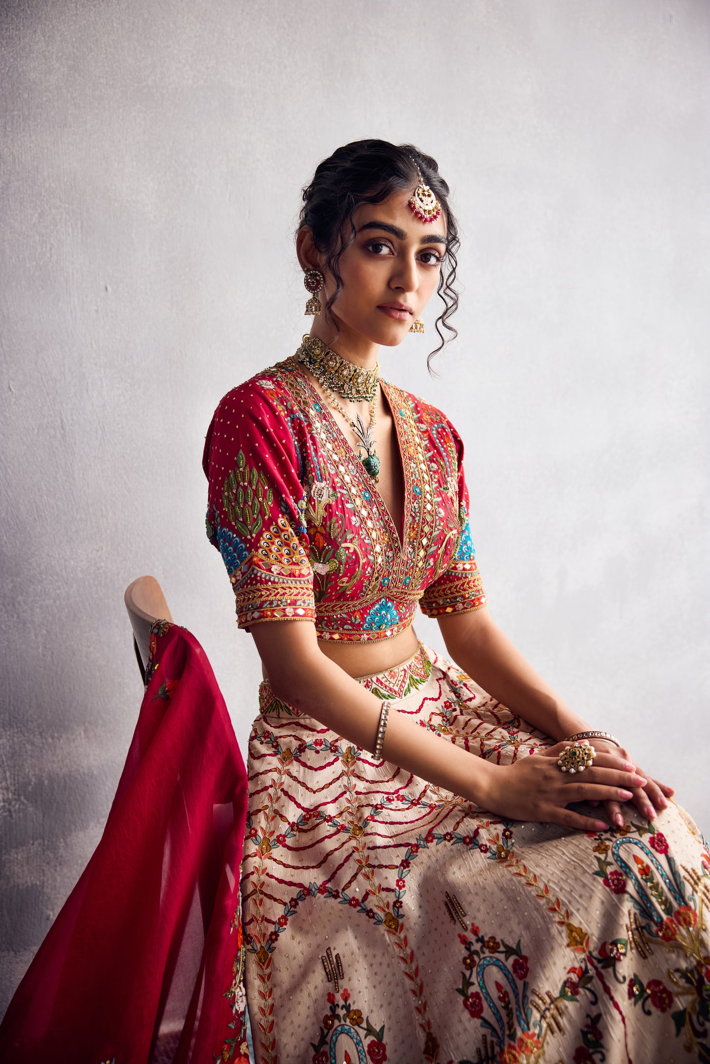 IVORY SCARLET LEHENGA SET