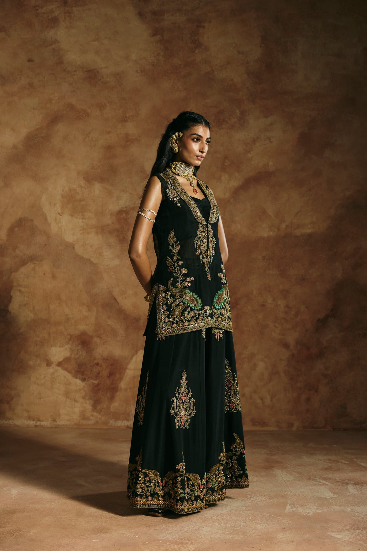 Black jacket sharara set