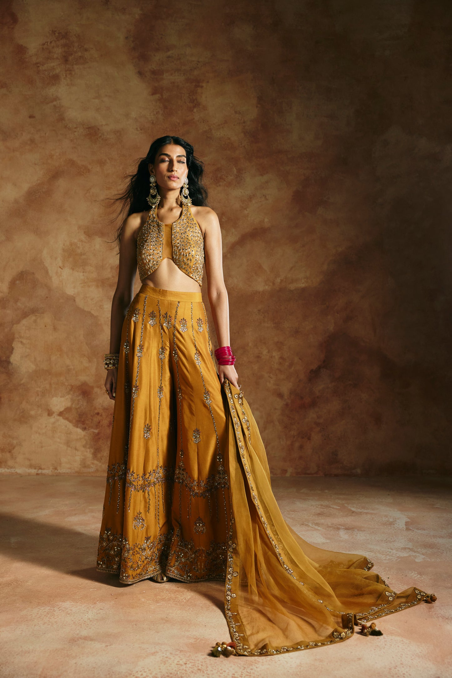 Mustard sharara set
