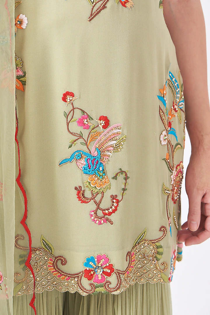 Mint Green Layered Sharara Set