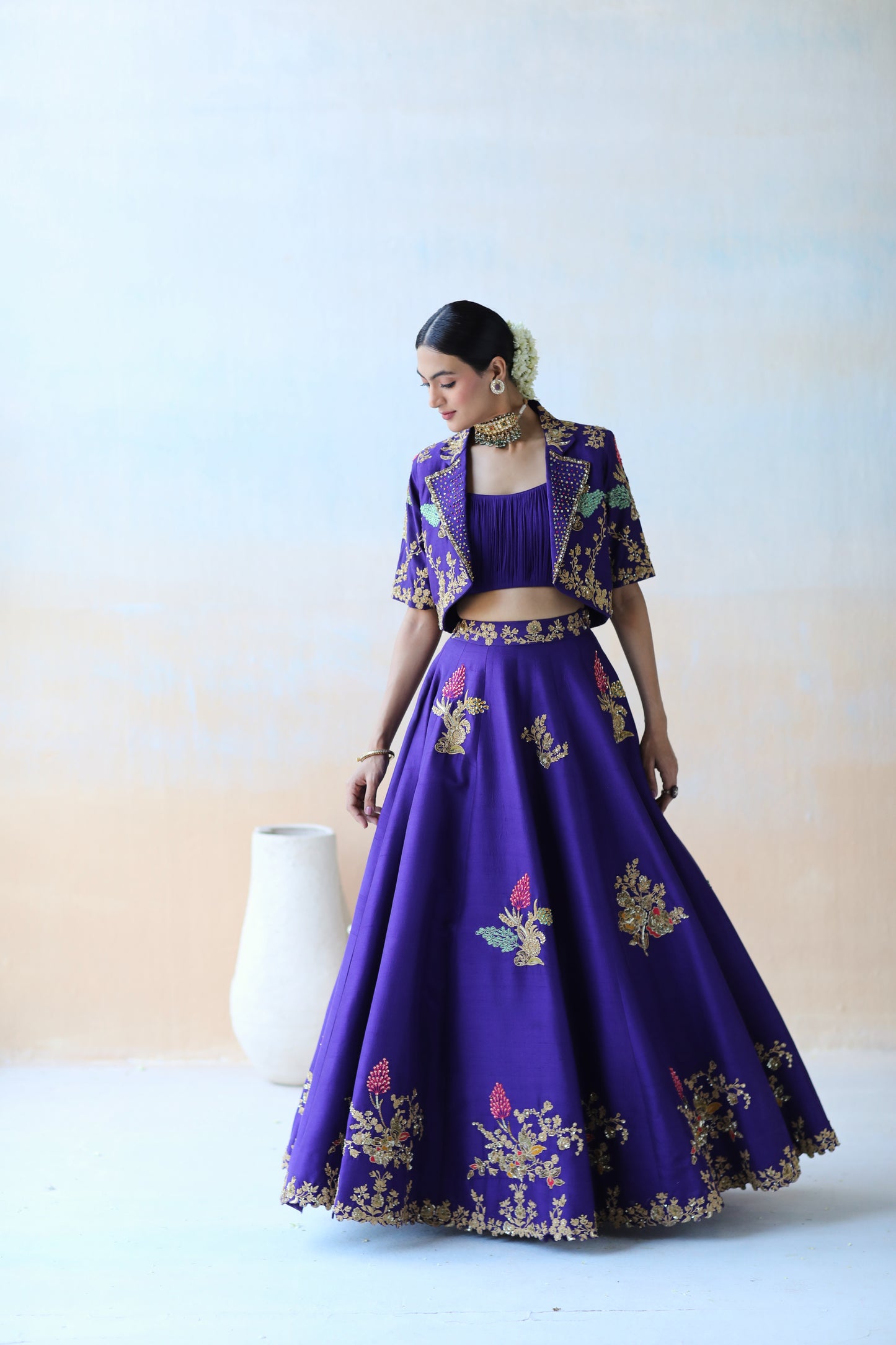 Bright purple lehenga set