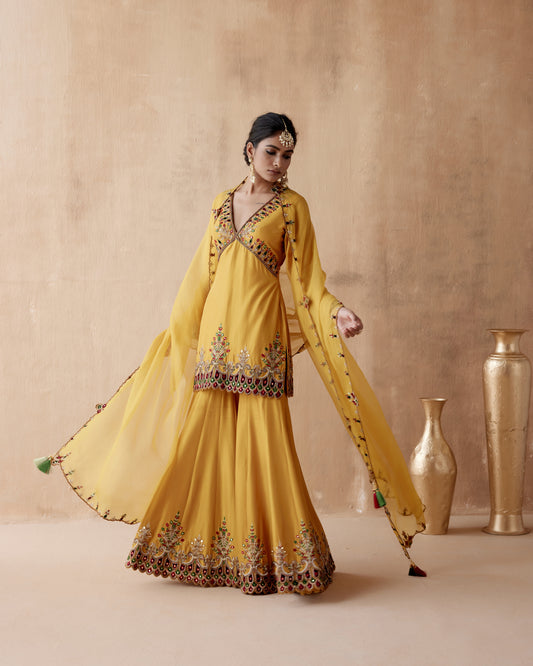 Mustard Sharara Set