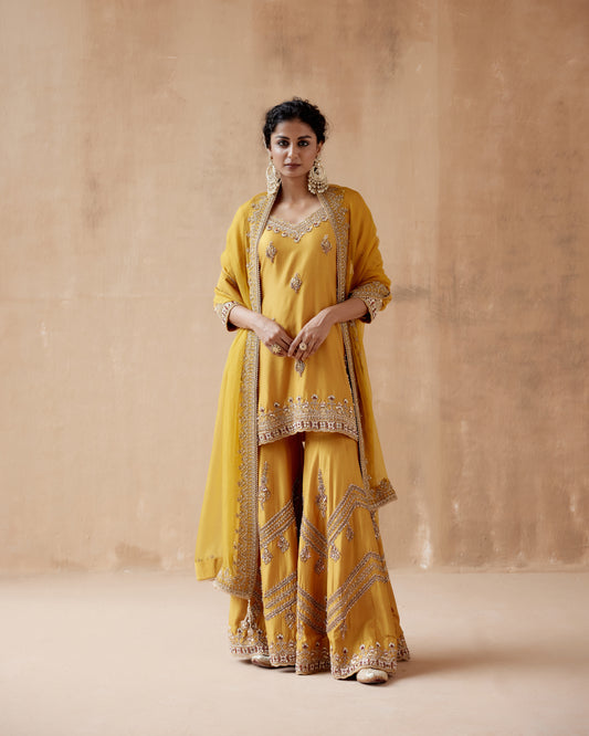 Mustard Sharara Set