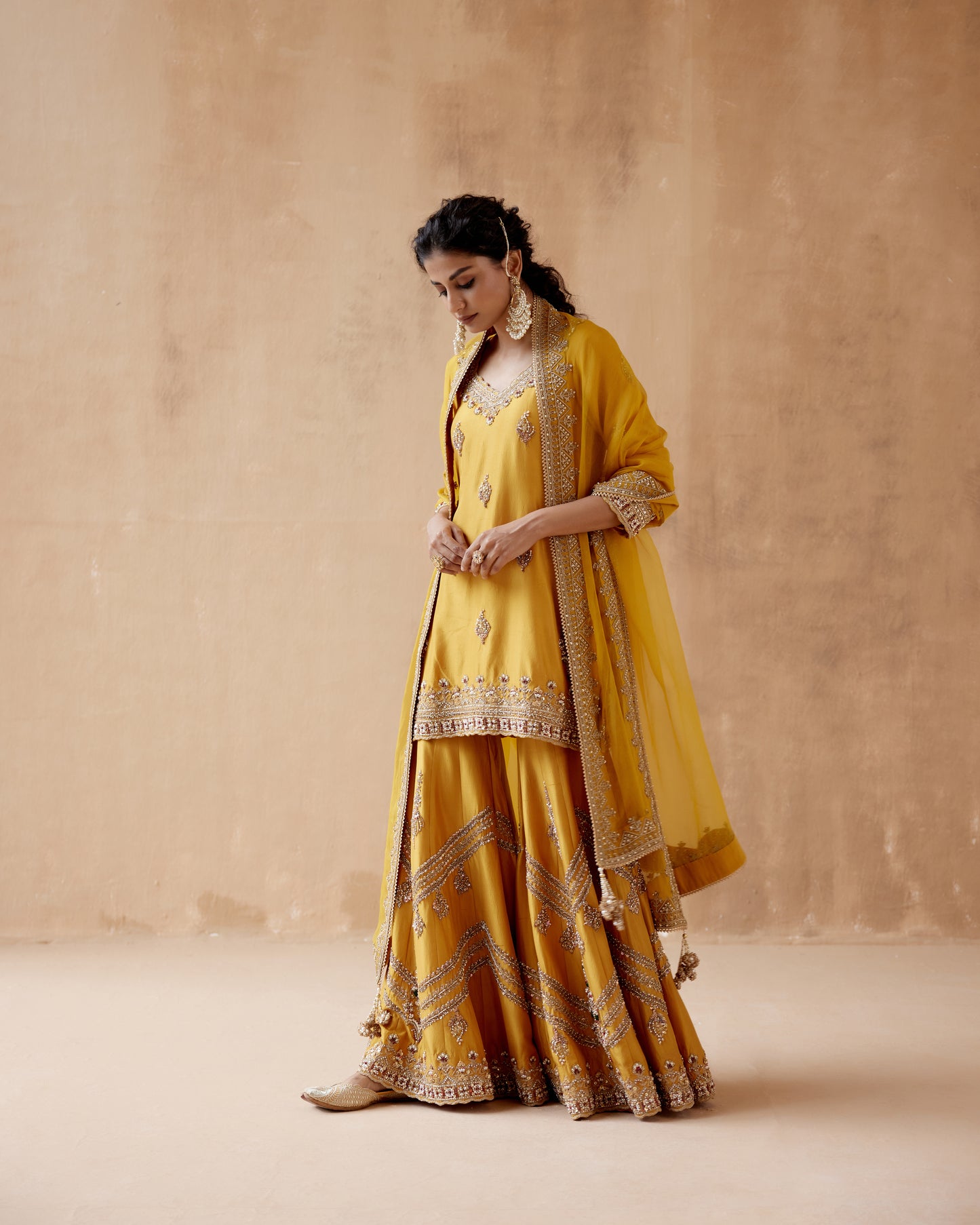 Mustard Sharara Set