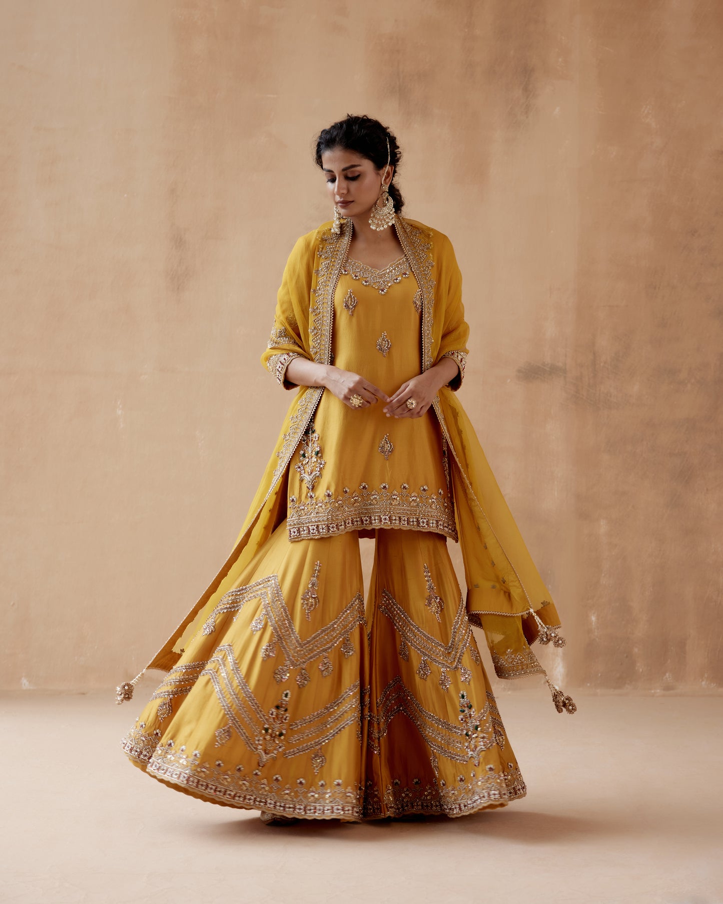 Mustard Sharara Set