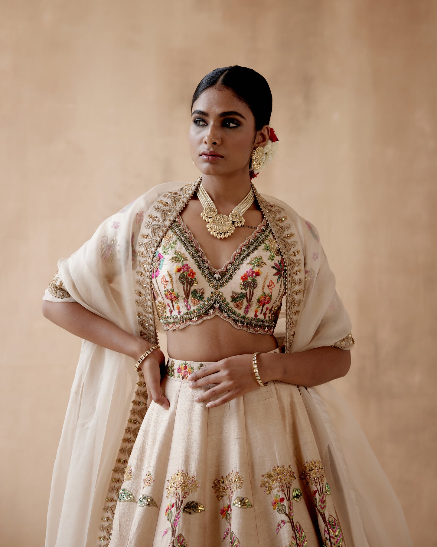 Ivory  lehenga Set