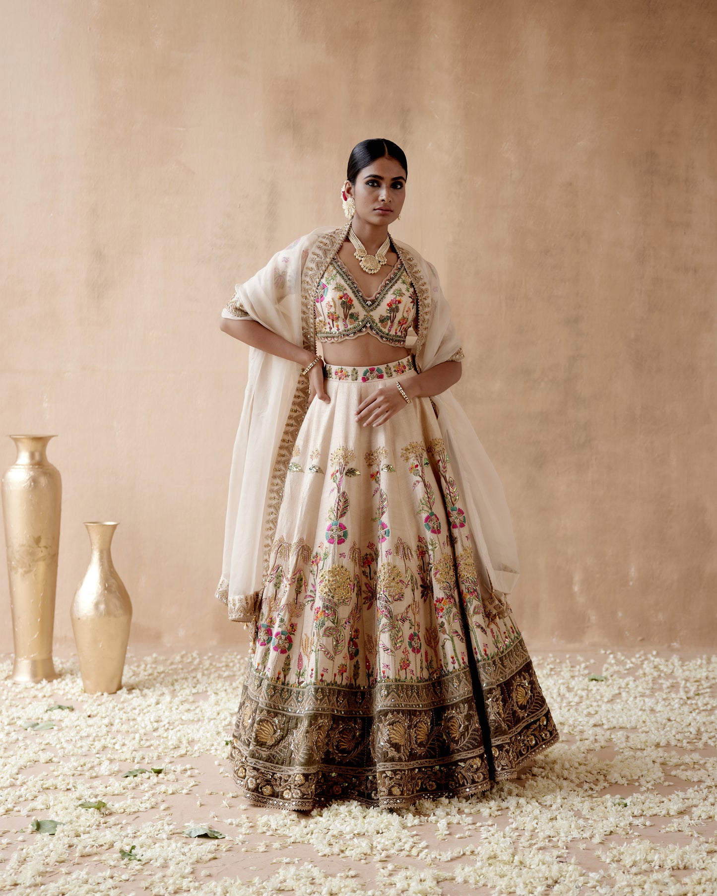 Ivory  lehenga Set