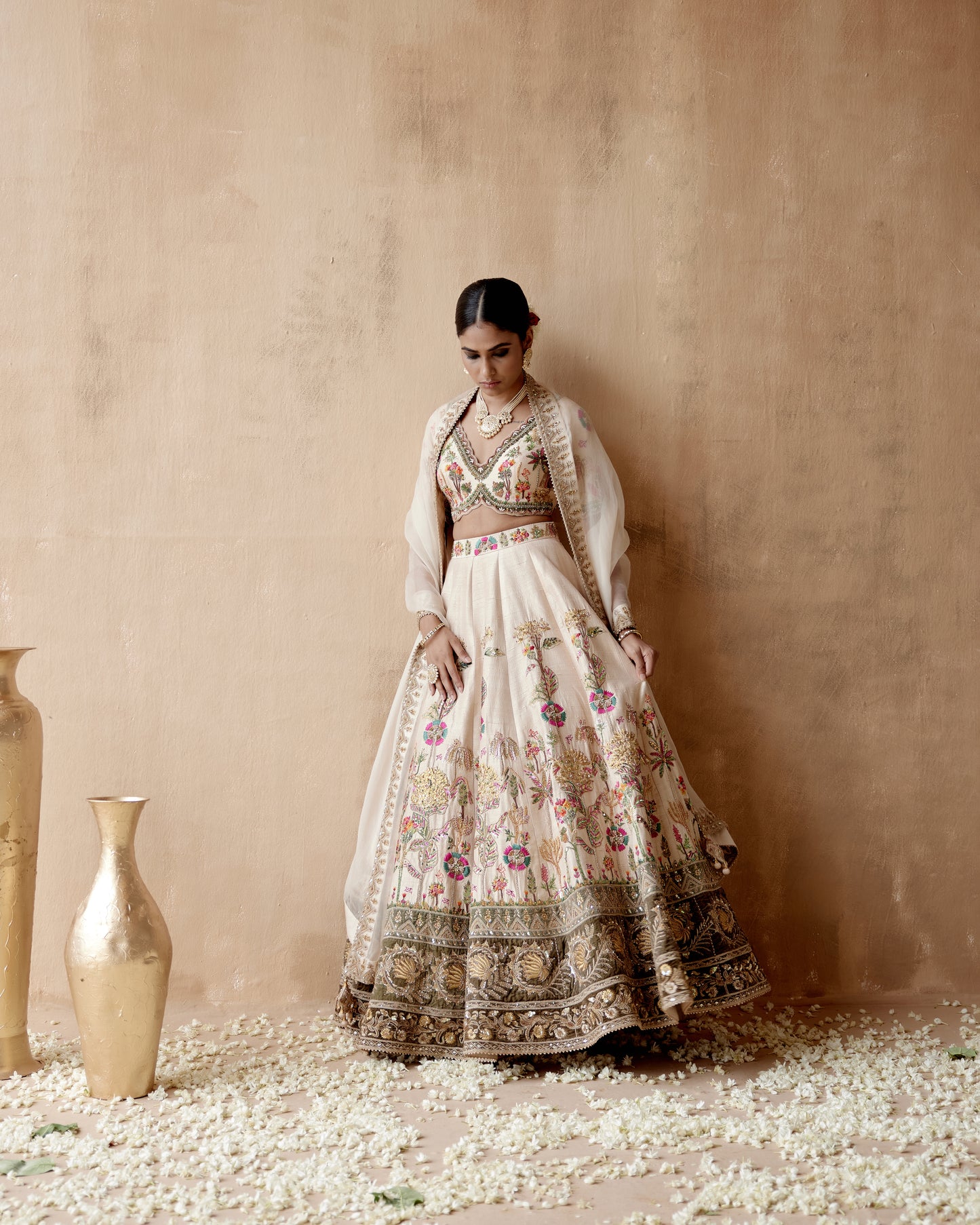 Ivory  lehenga Set