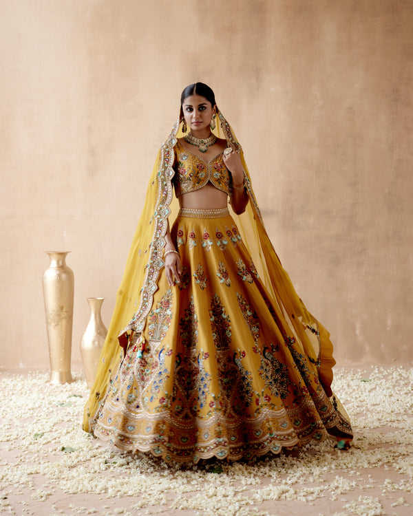 Buy Bridal Lehenga Choli - Heavy Viscose Mustard & Maroon Lehenga Choli –  Empress Clothing