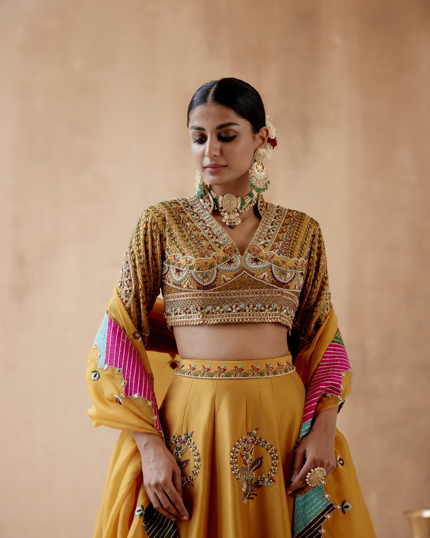 Mustard Lehenga Set