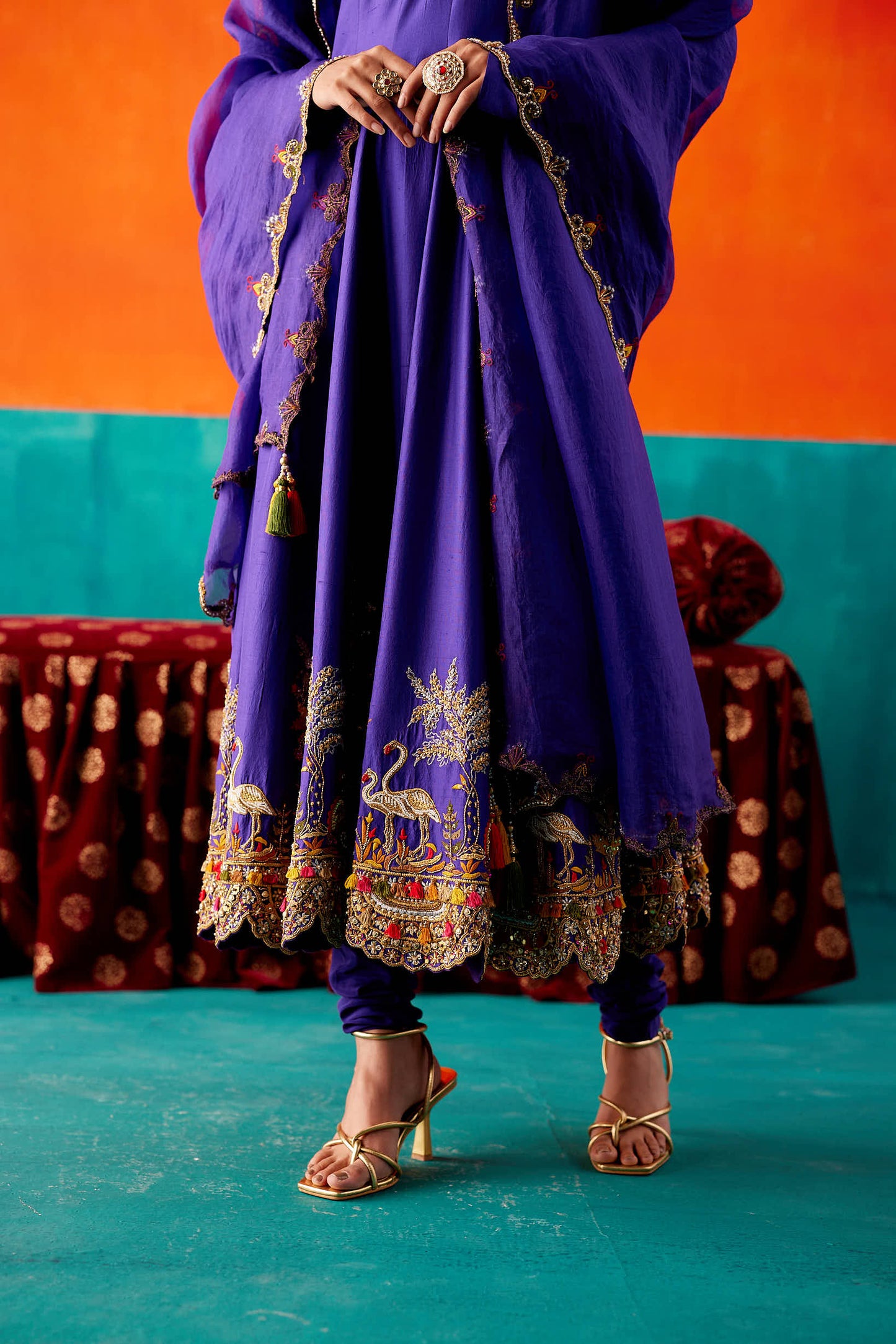 Indigo Anarkali Set