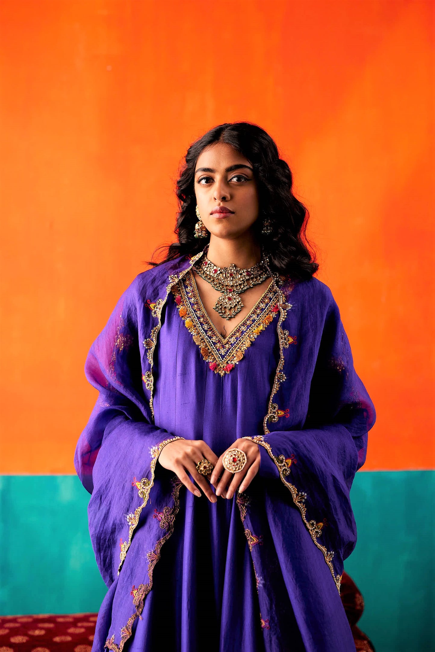 Indigo Anarkali Set