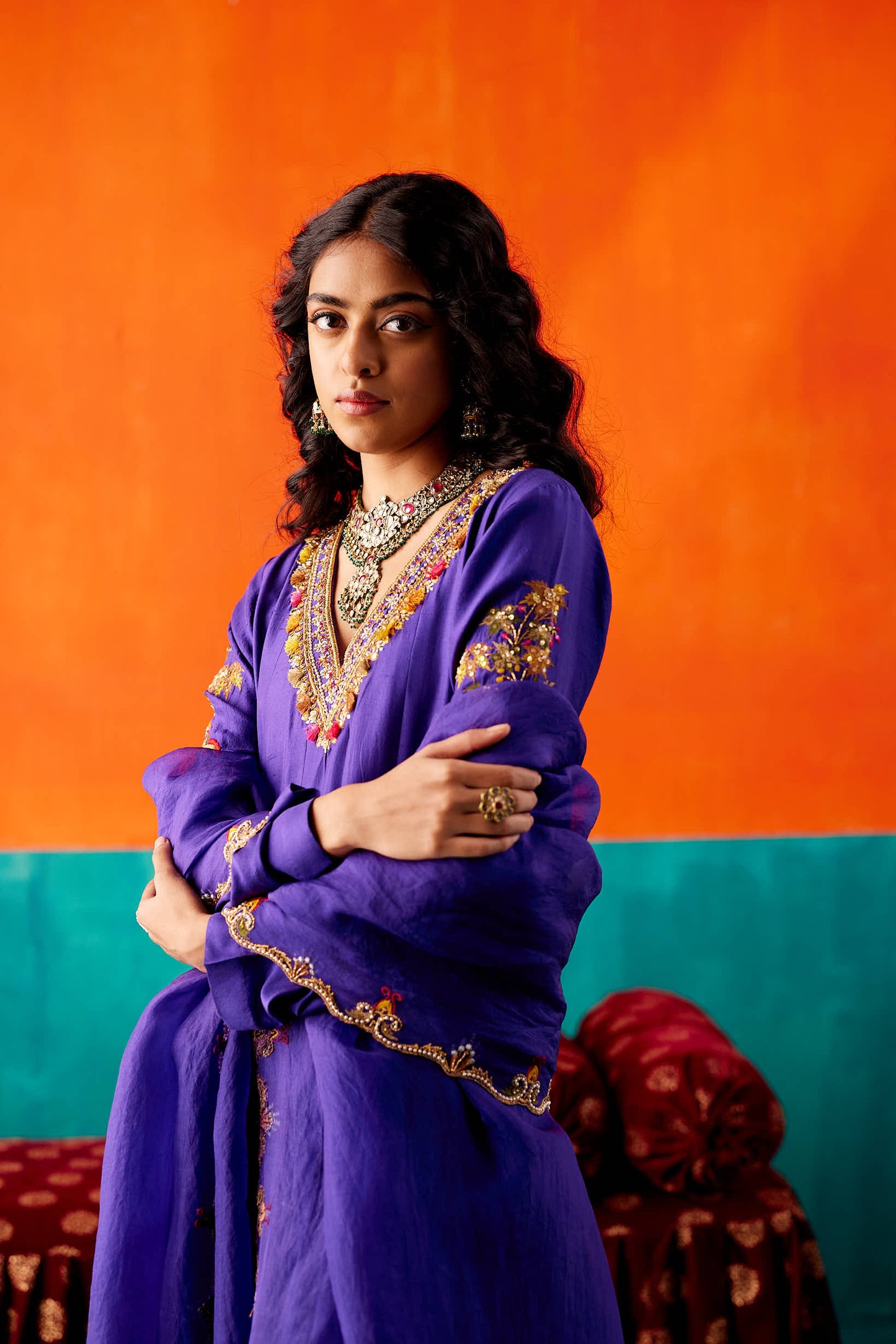 Indigo Anarkali Set