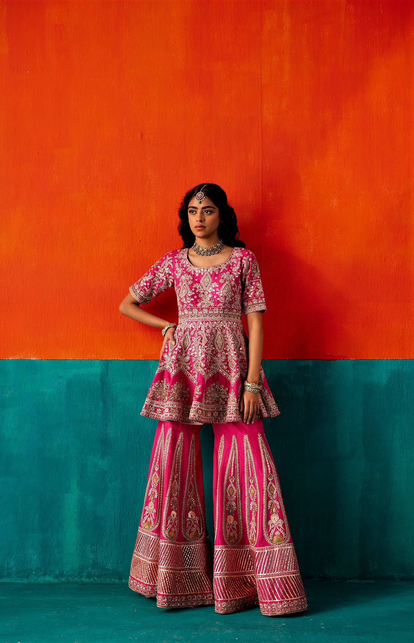 Bright Pink sharara Set