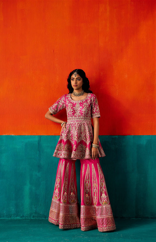 Bright Pink sharara Set