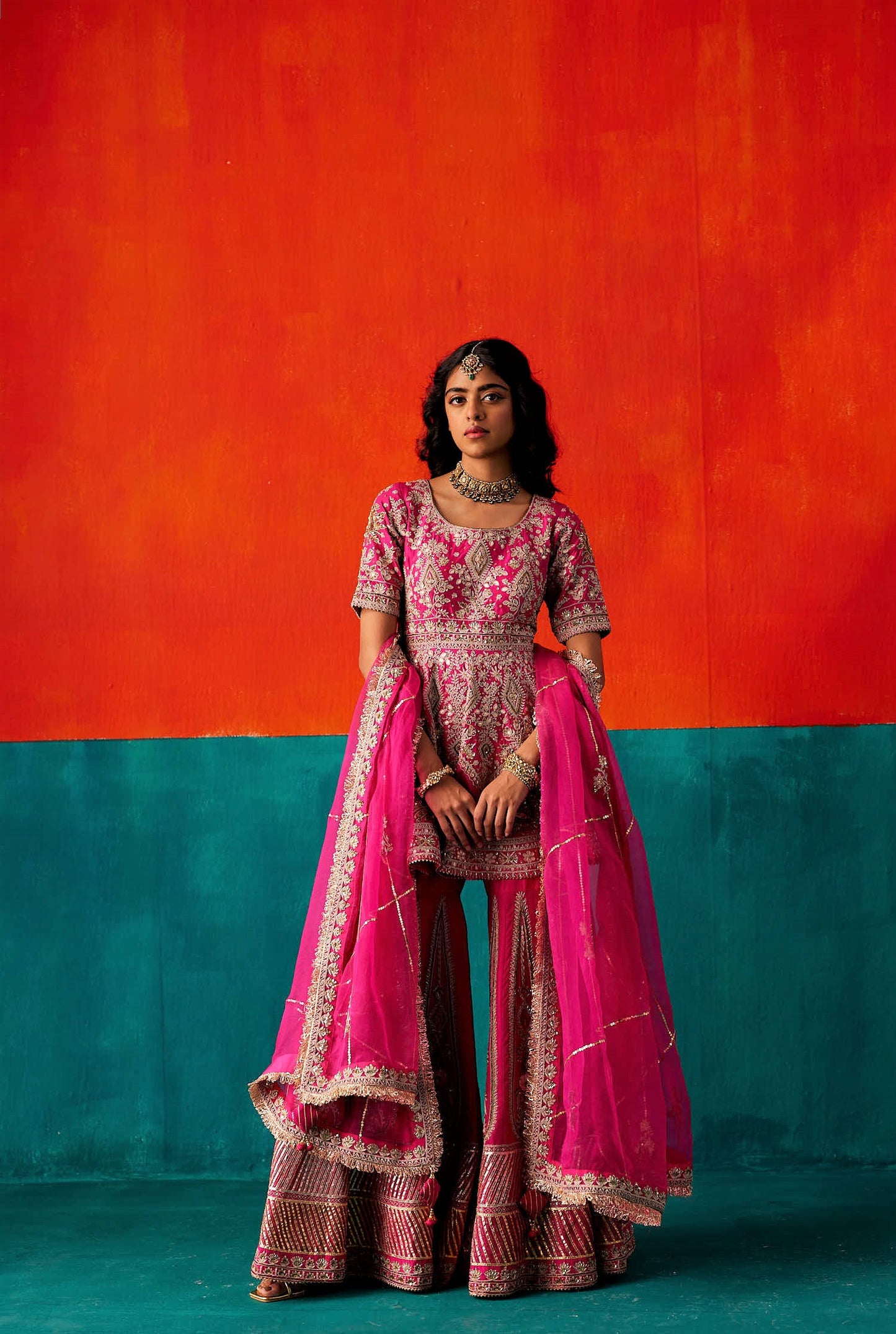 Bright Pink sharara Set