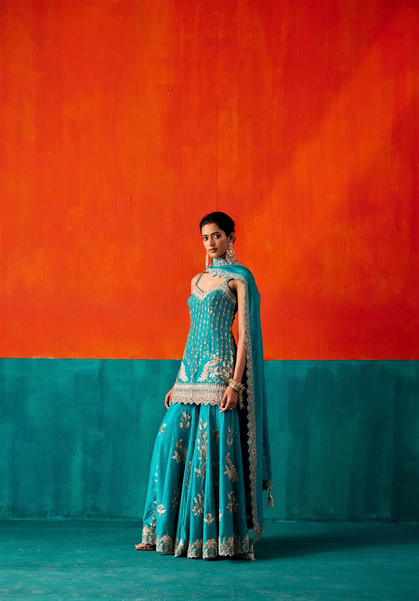 Turquoise sharara Set