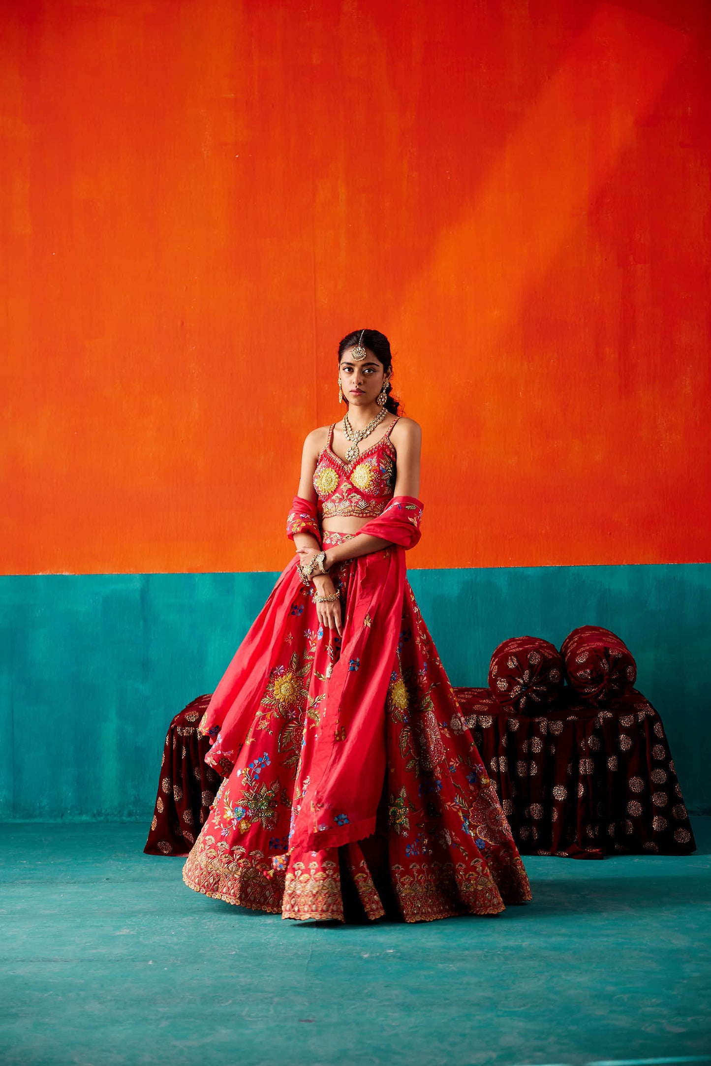 Amaranth Red Lehenga Set