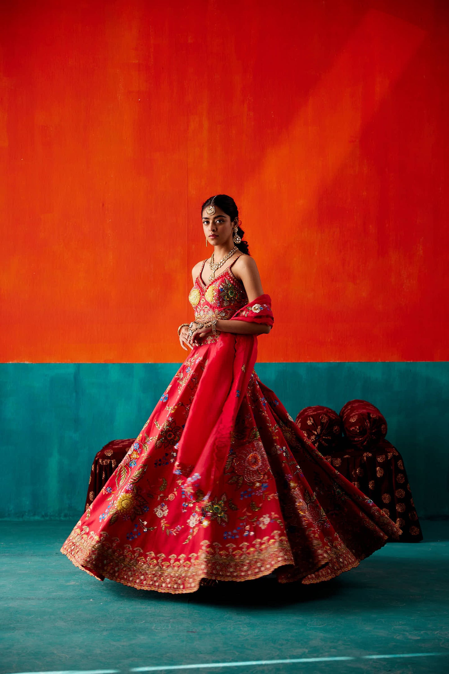 Amaranth Red Lehenga Set