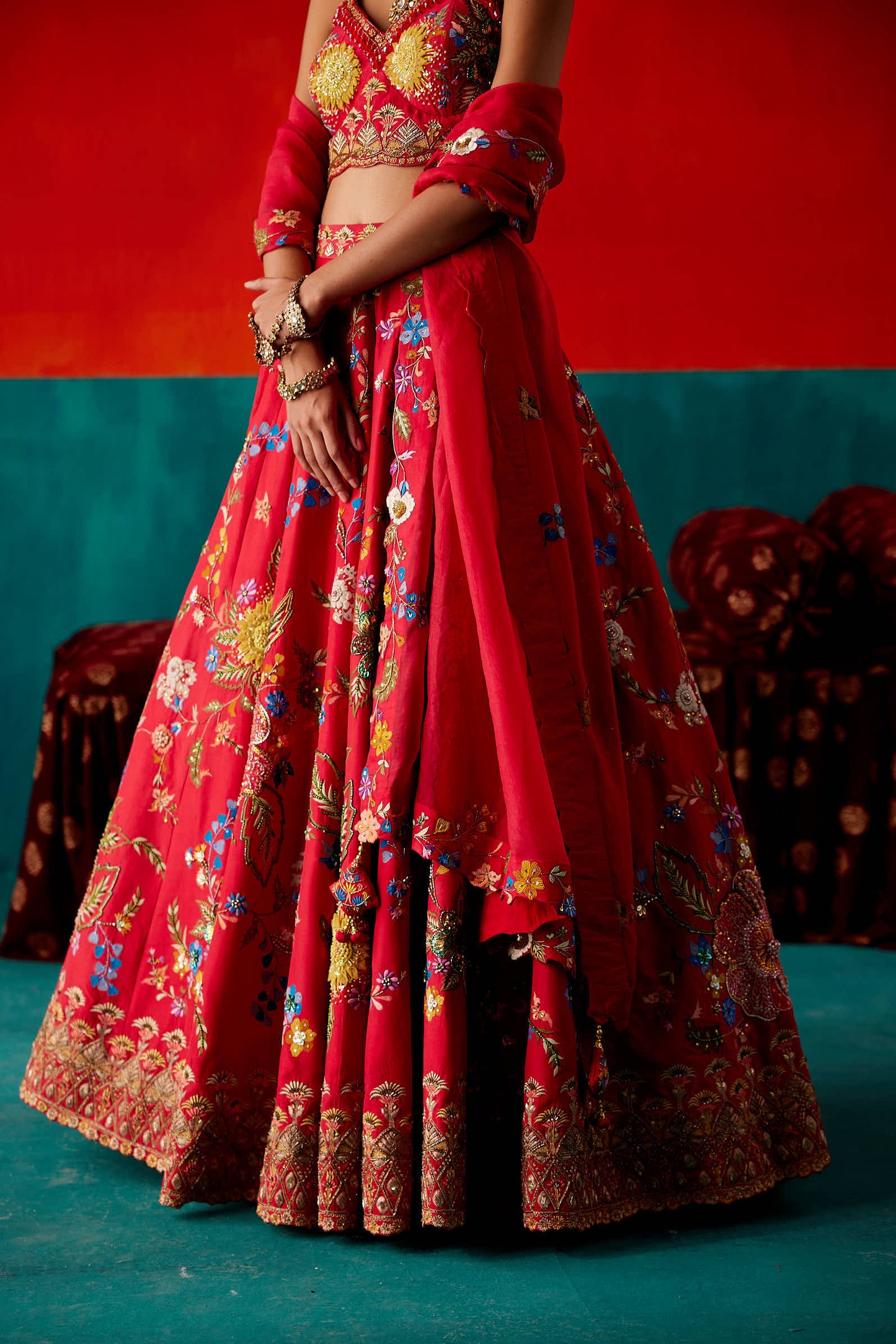 Amaranth Red Lehenga Set