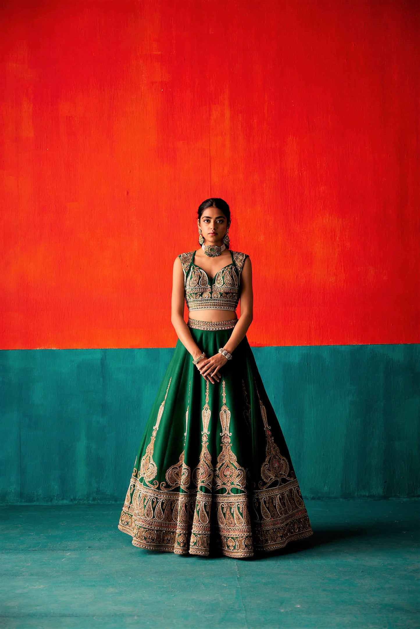 Dark Green Lehenga Set