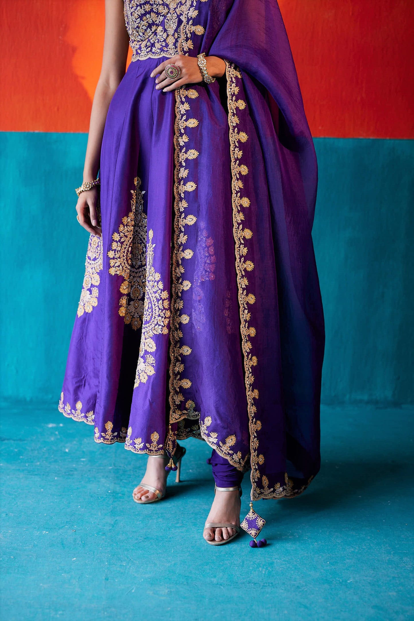 Indigo Anarkali Set