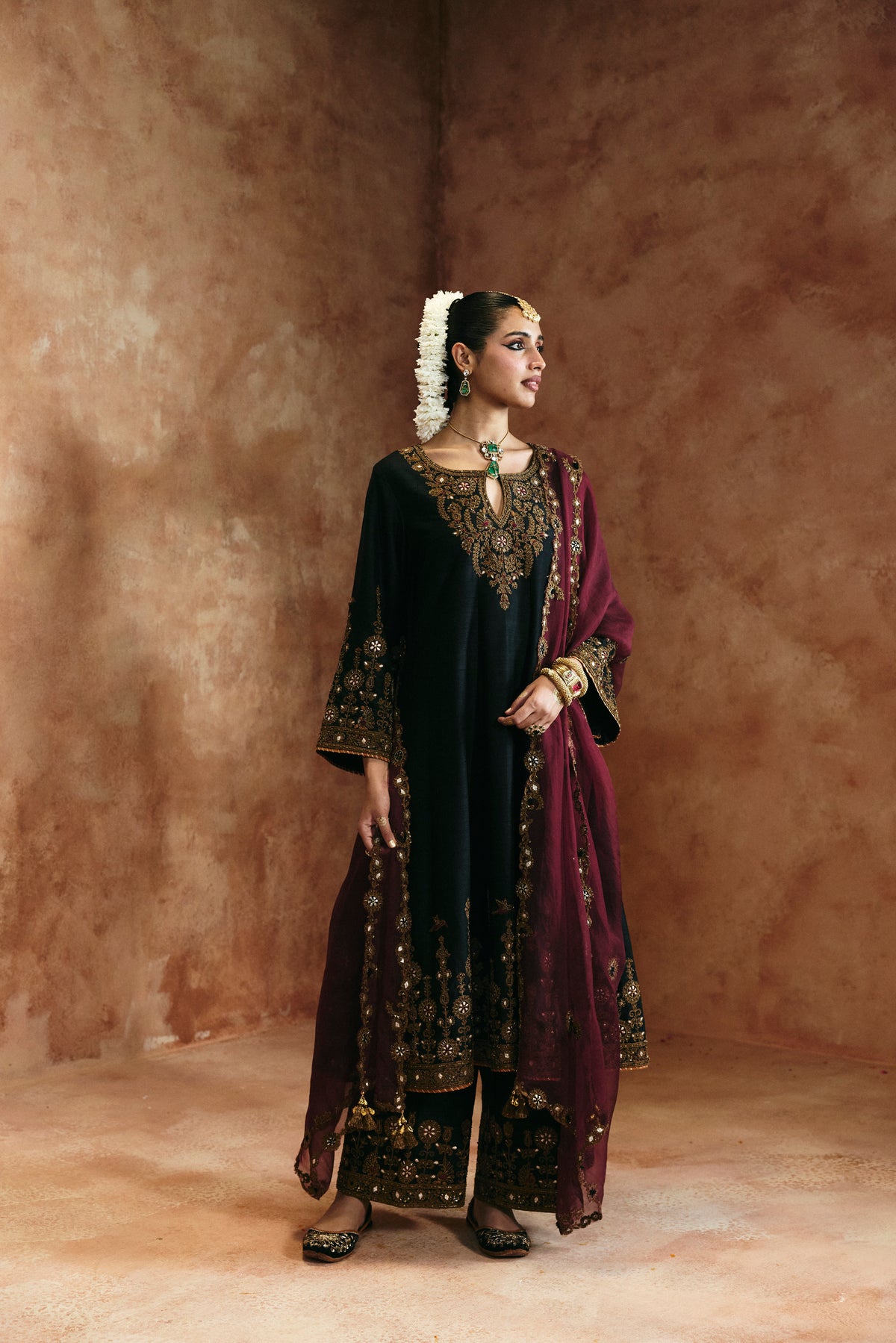 Black copper kurta set