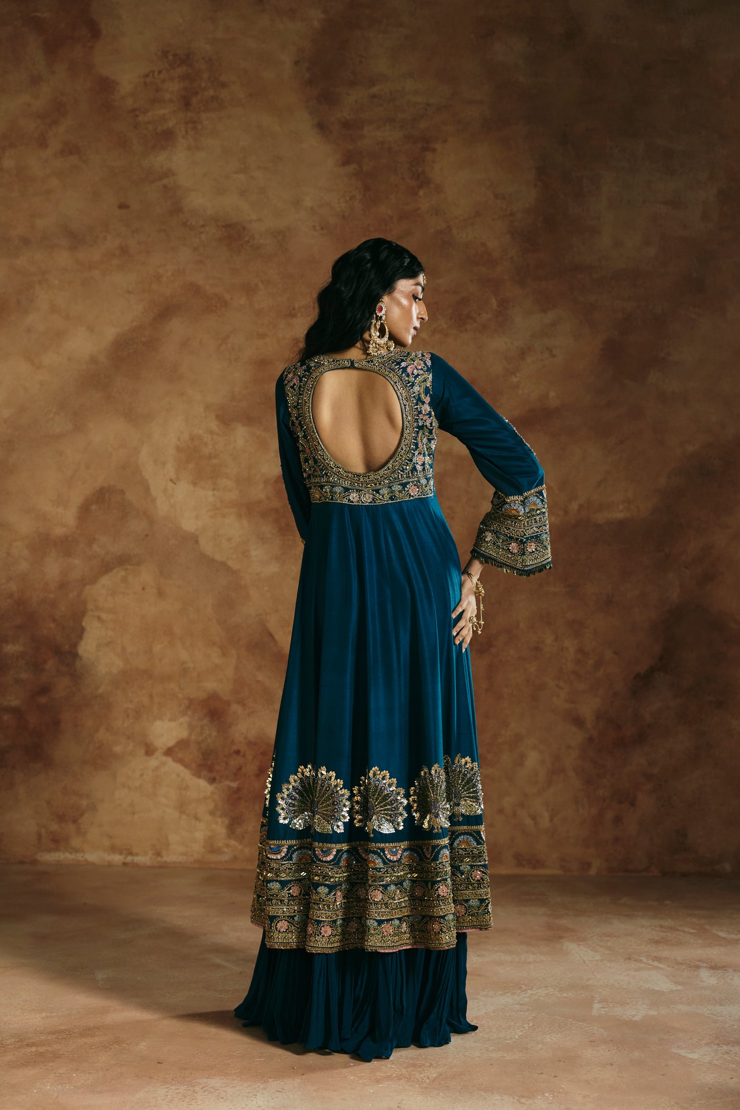 Teal Anarkali set