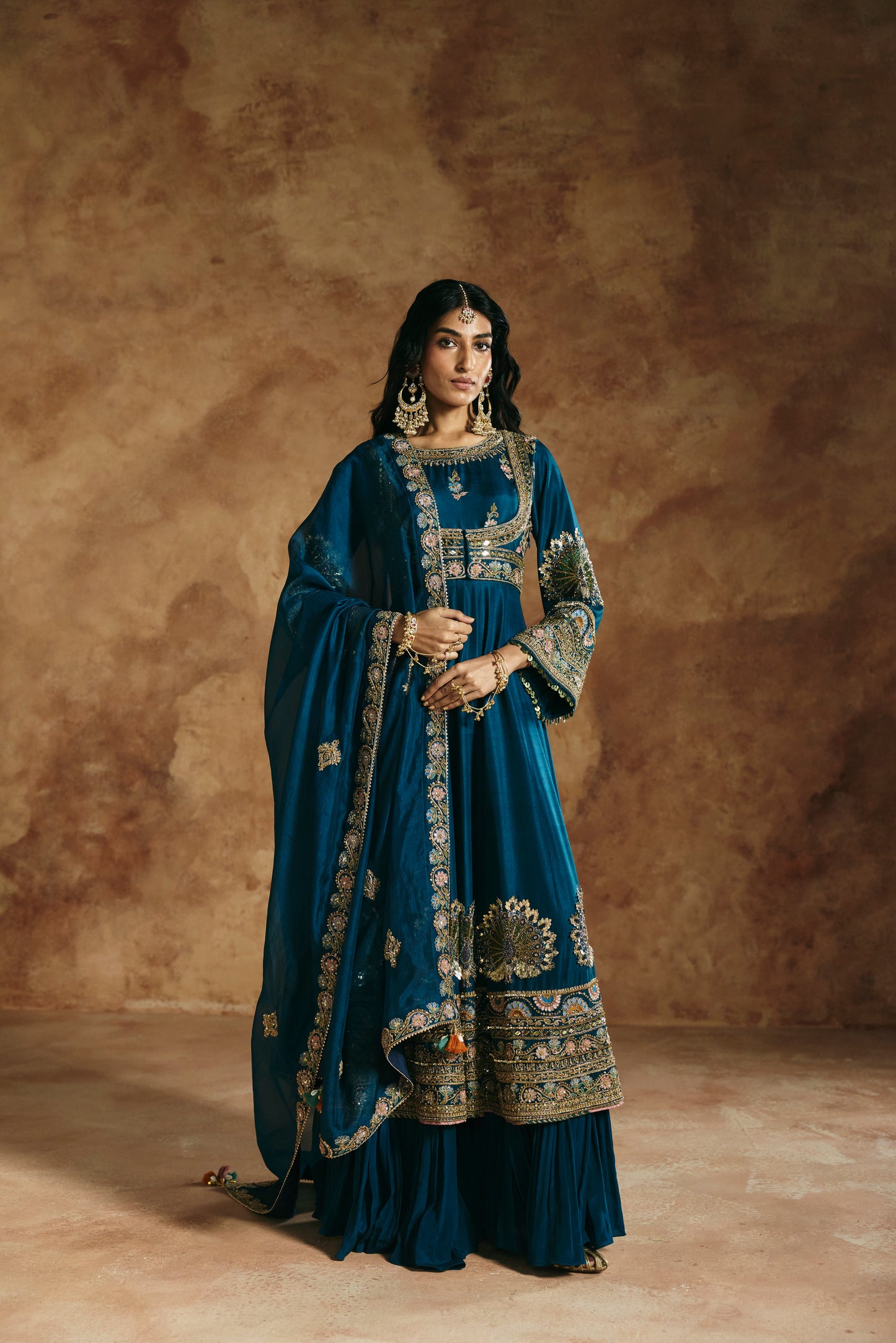 Teal Anarkali set