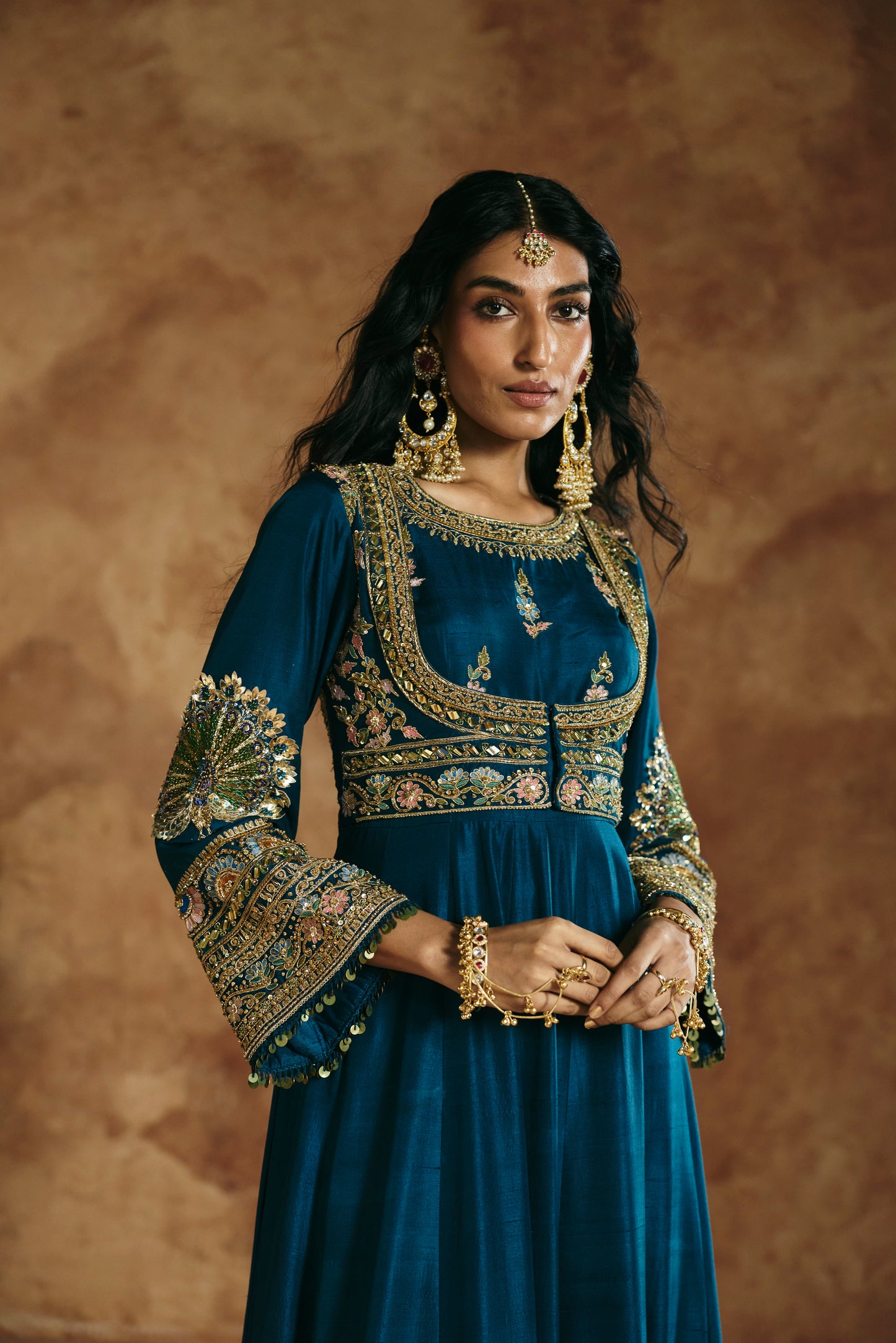 Teal Anarkali set