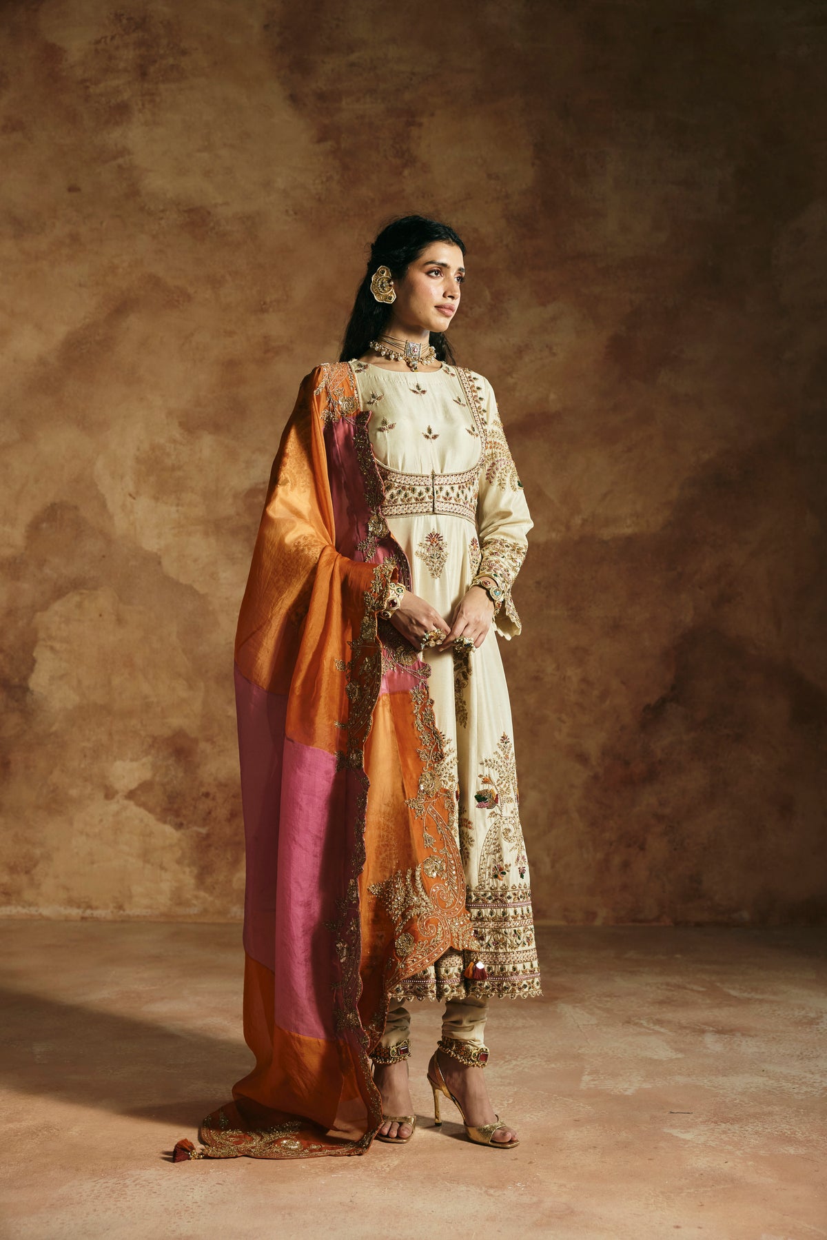 Ivory Anarkali set
