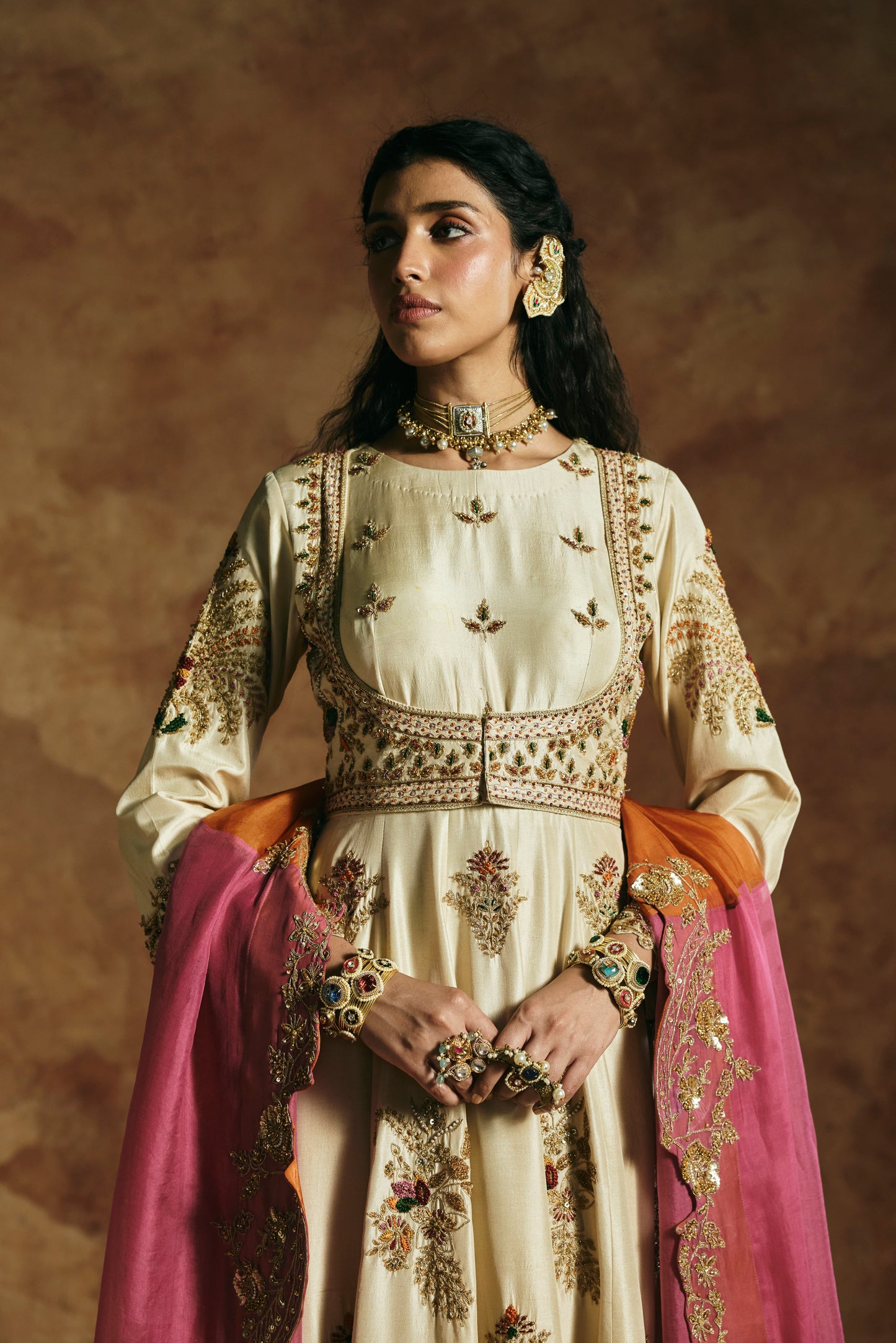 Ivory Anarkali set