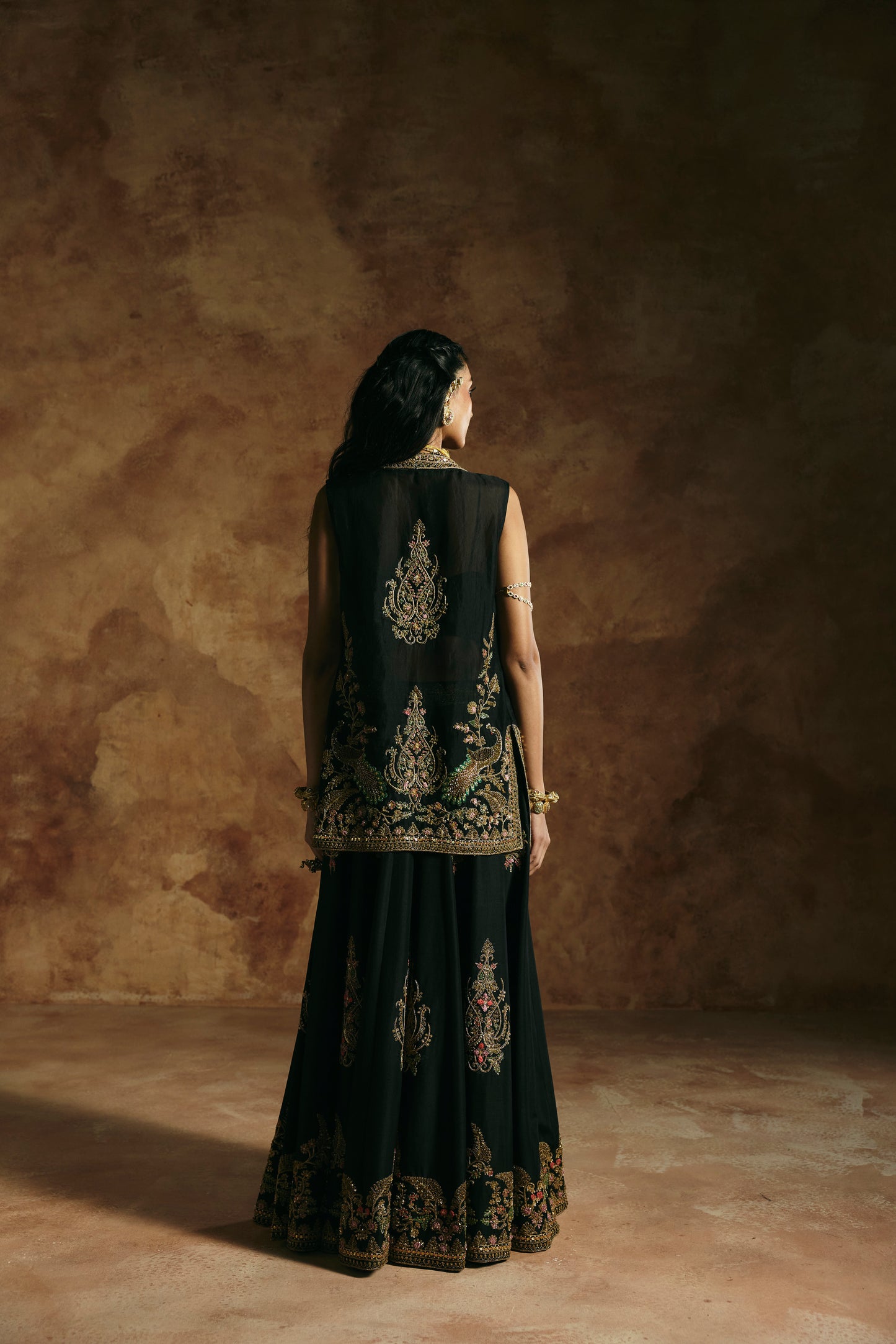 Black jacket sharara set