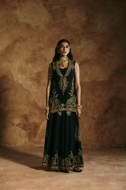 Black jacket sharara set