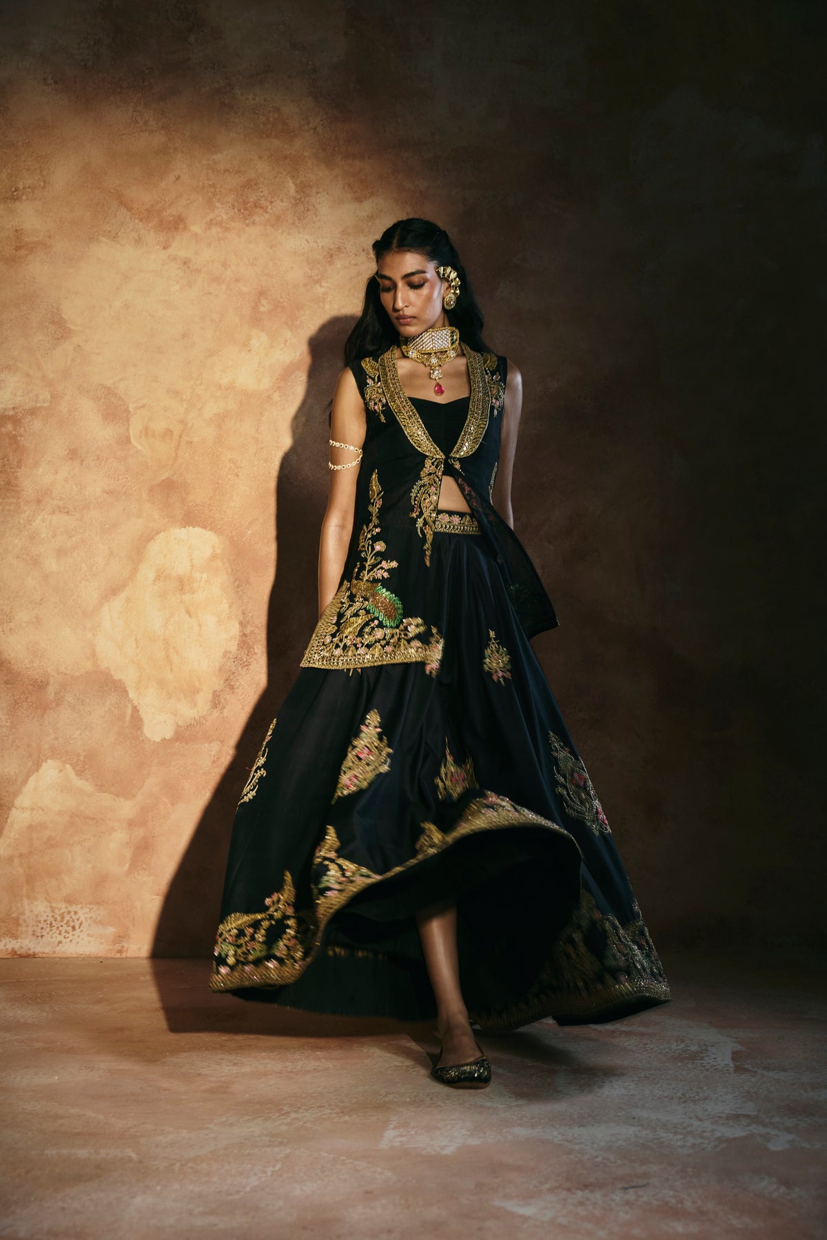 Black jacket sharara set