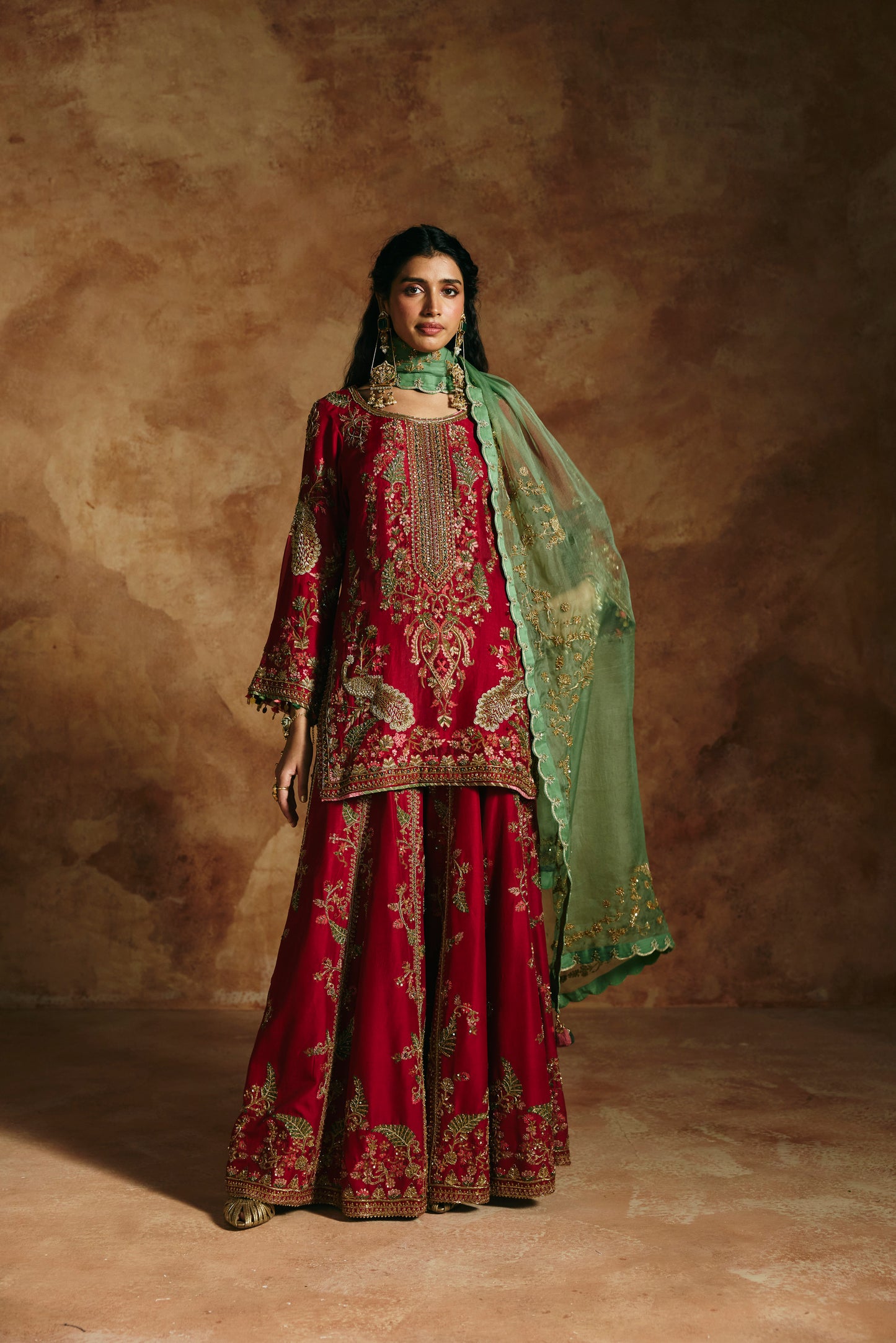 Red sharara set