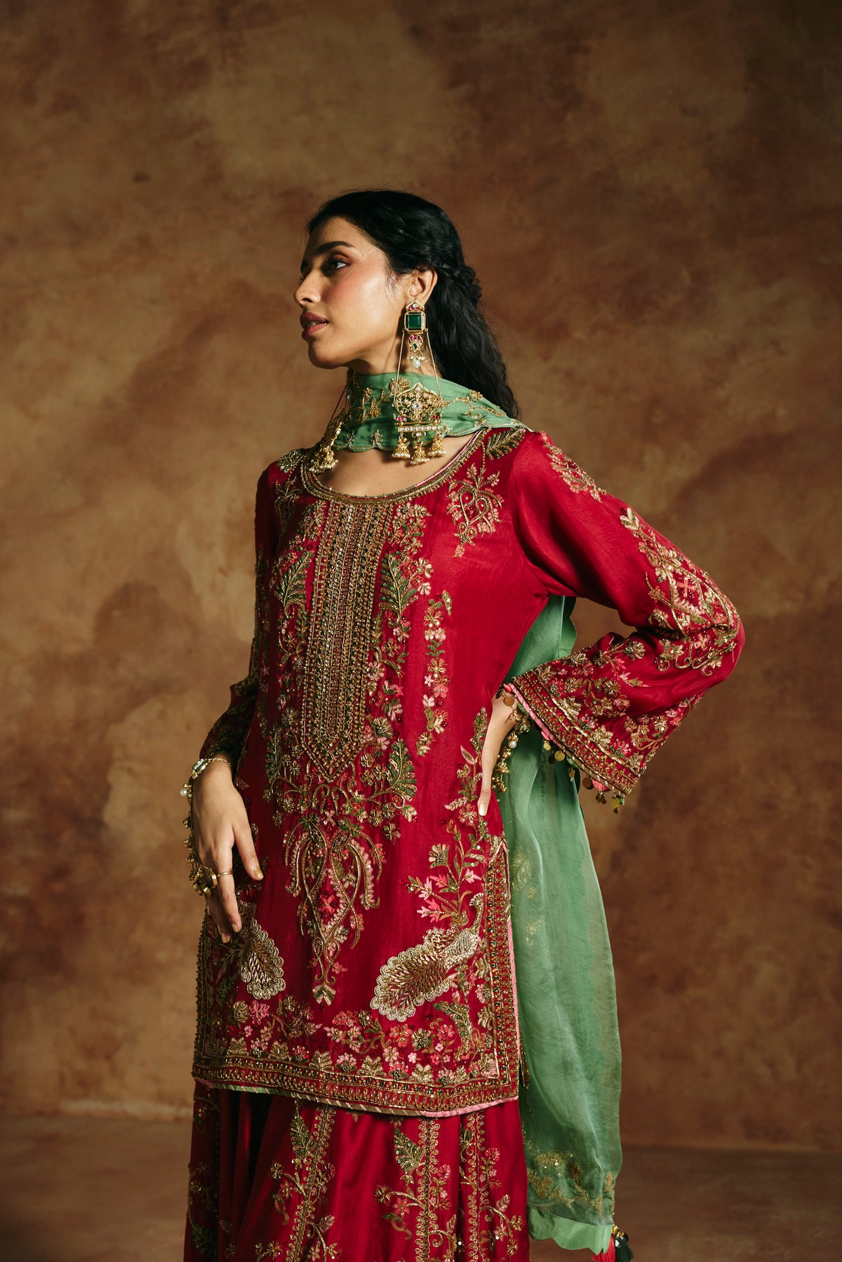 Red sharara set