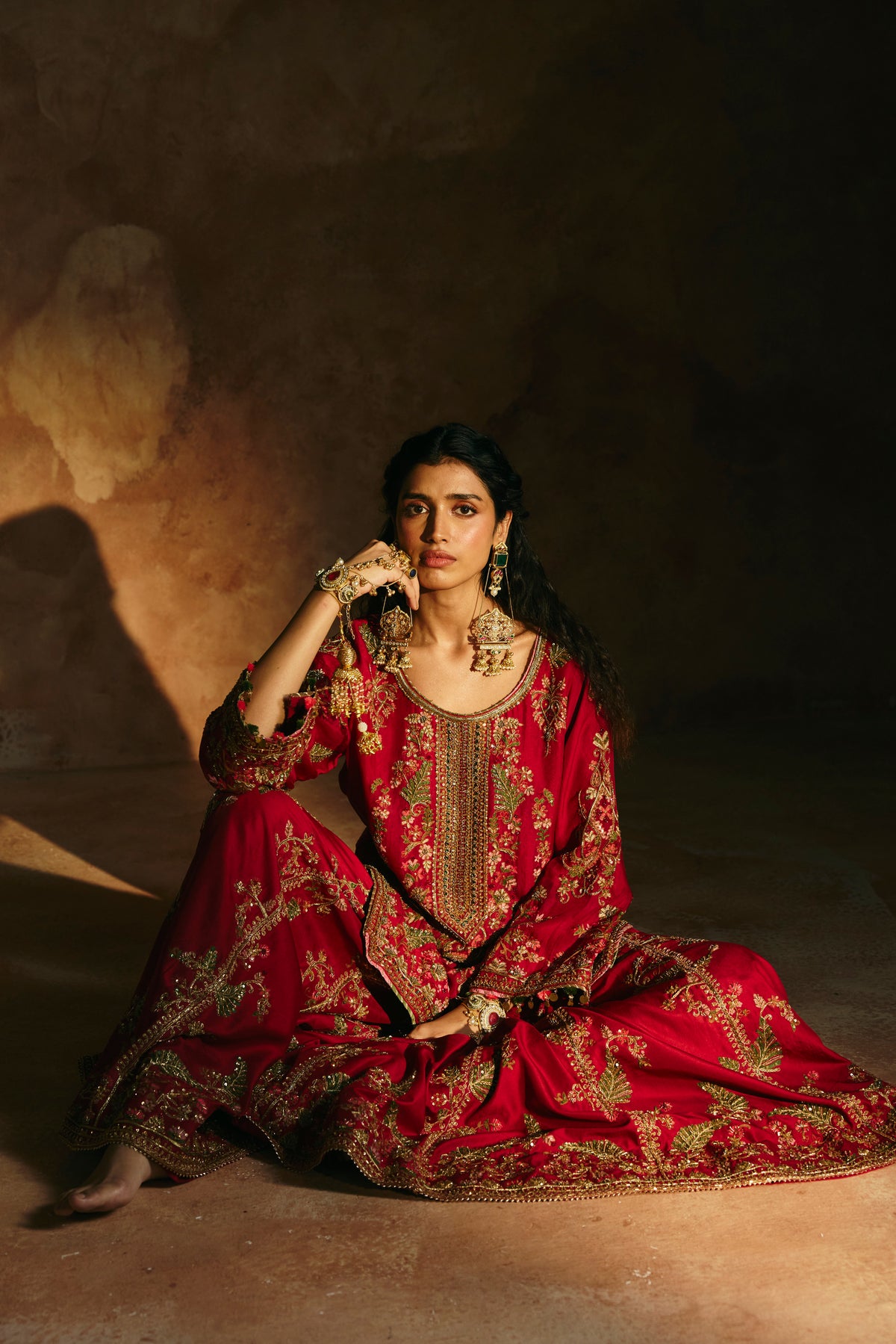 Red sharara set