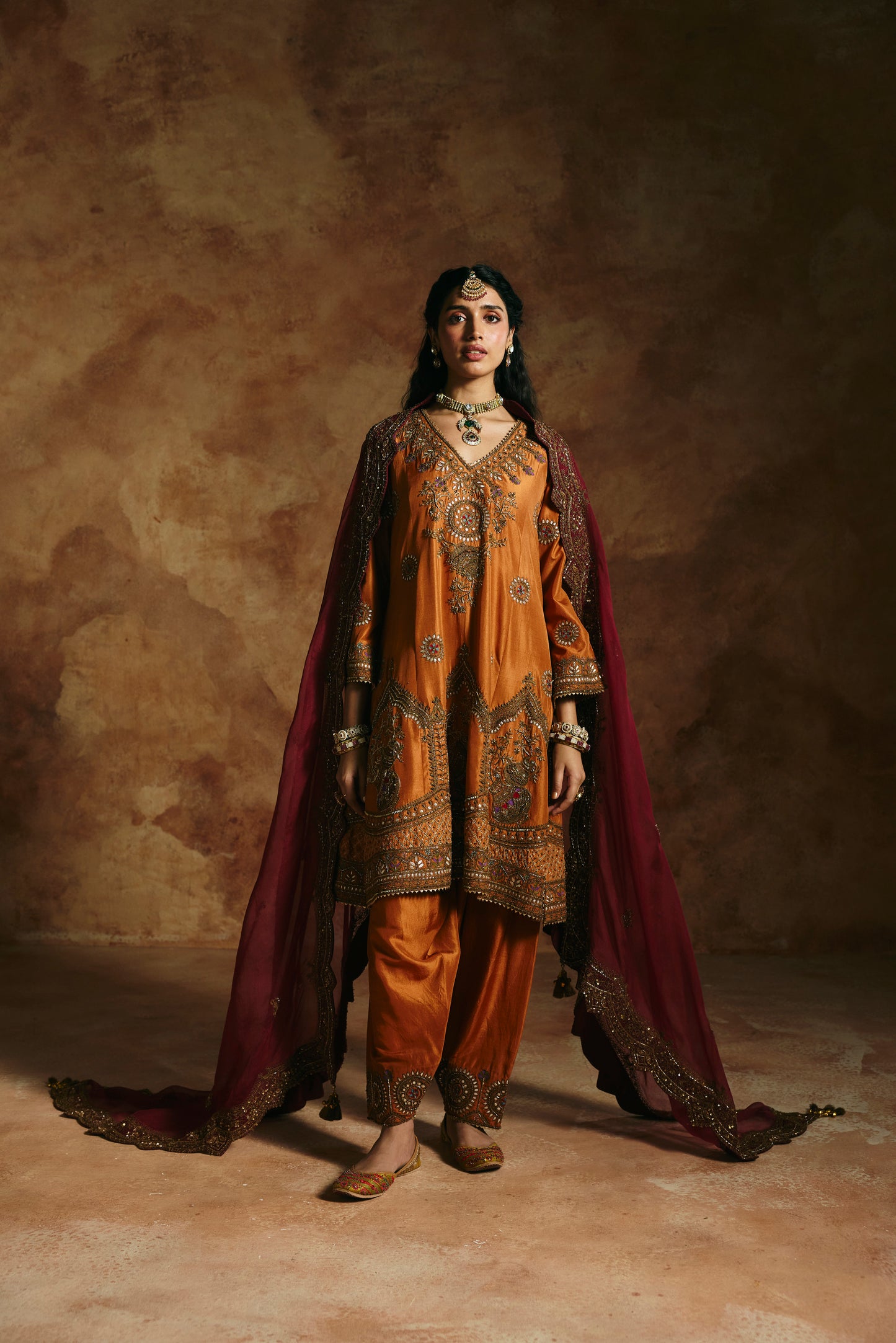 Brick rust kurta set