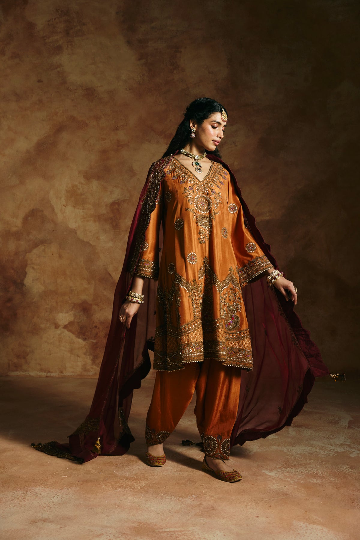 Brick rust kurta set