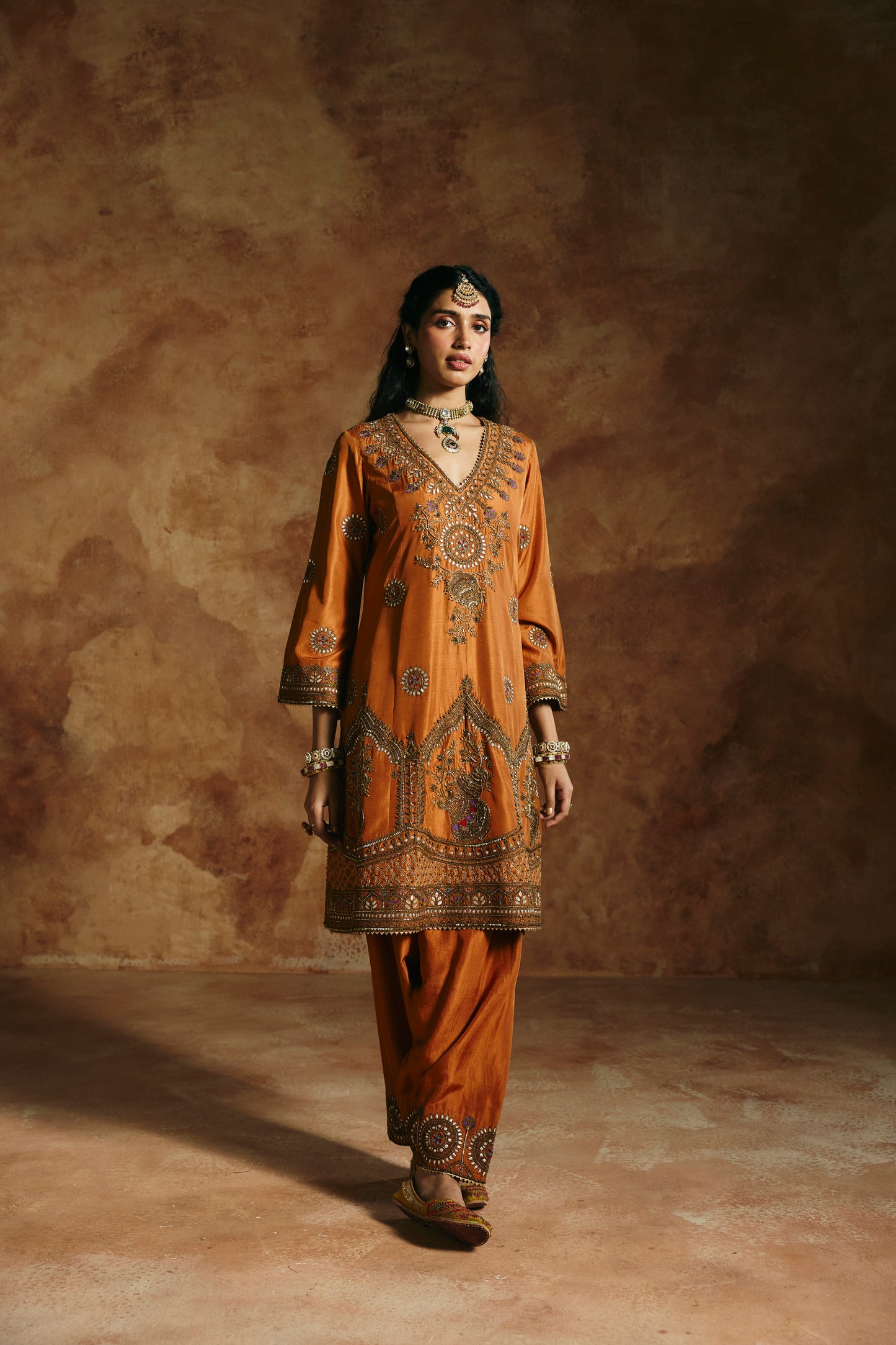 Brick rust kurta set