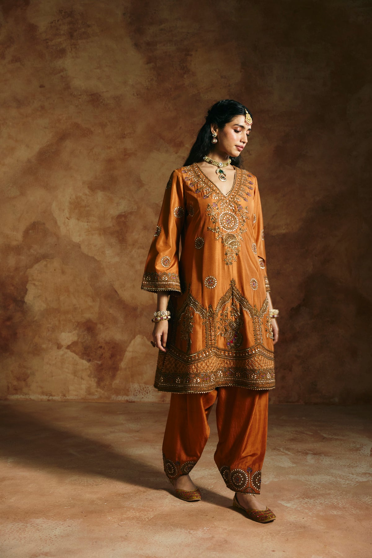Brick rust kurta set
