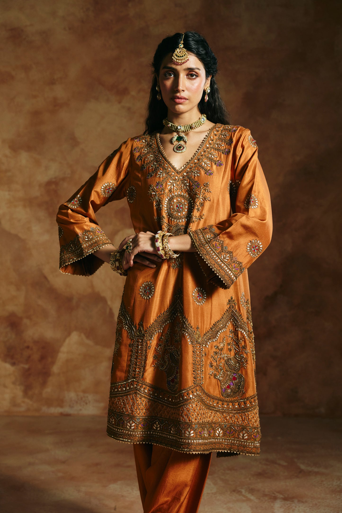 Brick rust kurta set