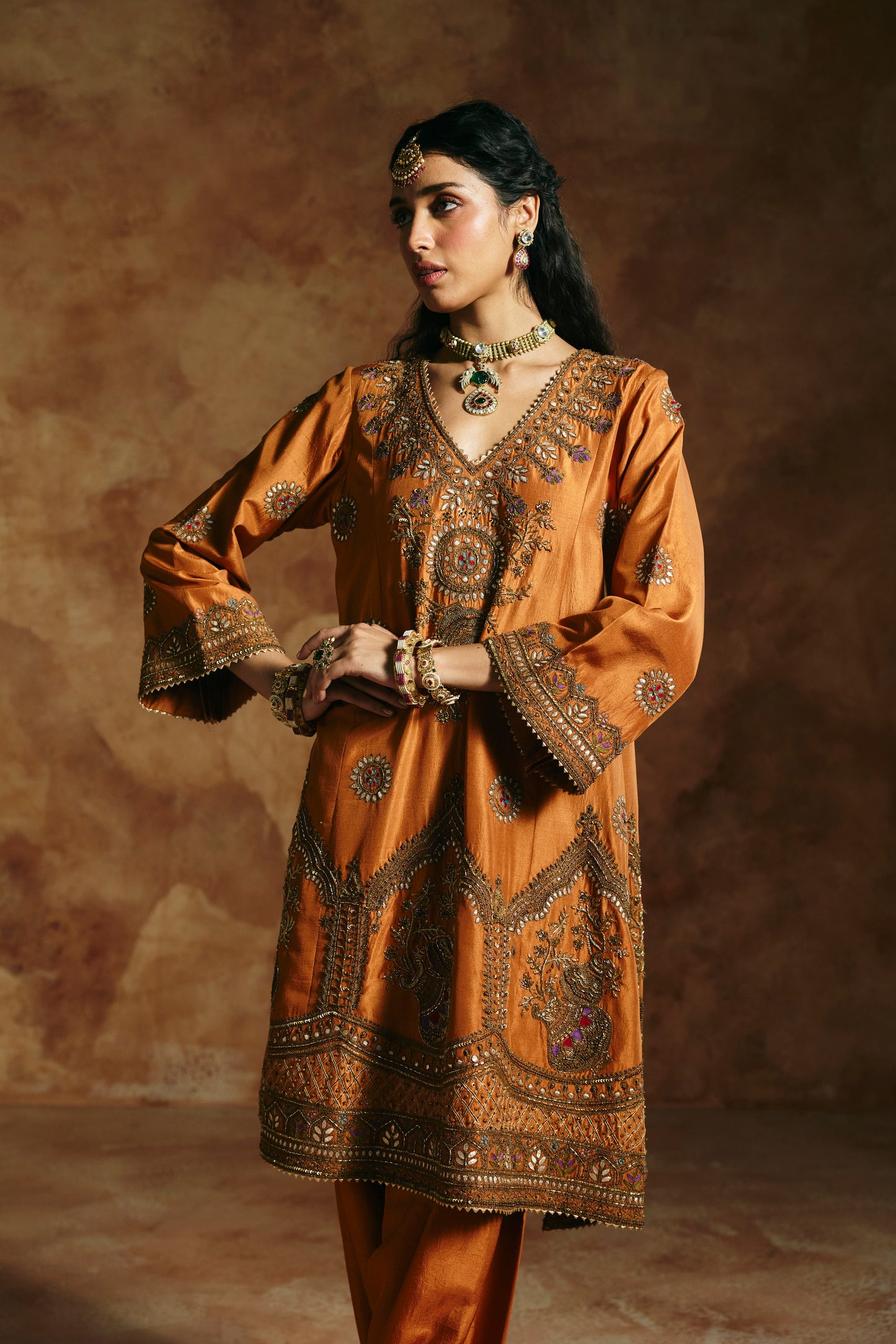 Brick rust kurta set